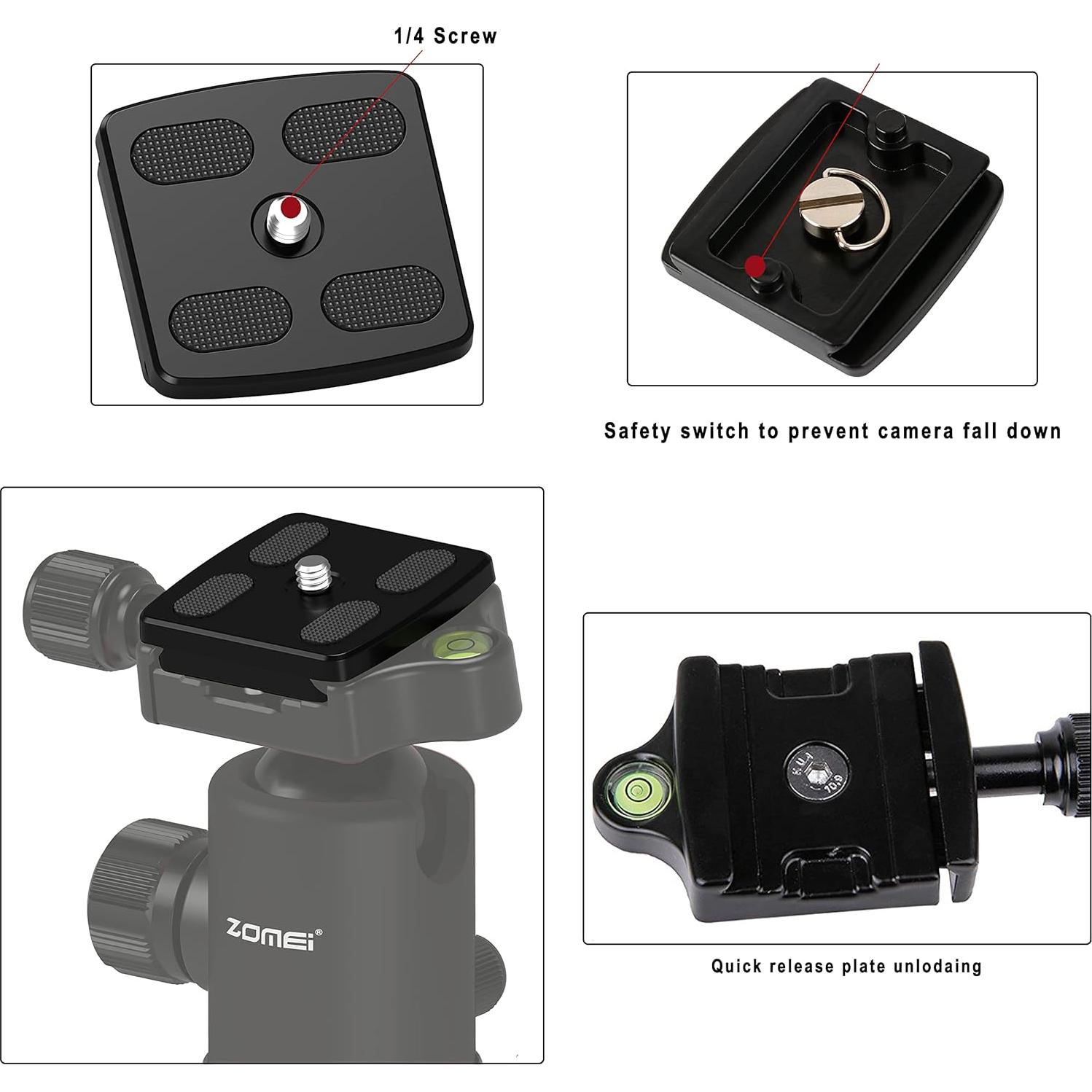 Placa de liberación rápida ZOMEI Z818 para trípodes DSLR y sin espejo