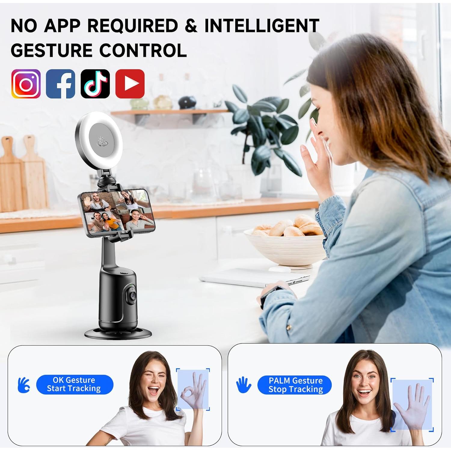 Trípode Inteligente SelfieShow con Luz y Seguimiento Facial