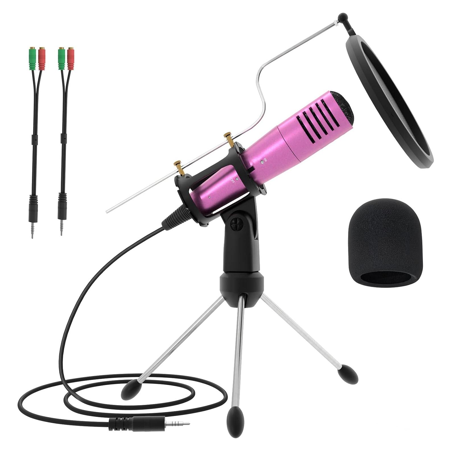 Micrófono de Condensador Rosa MSIZOY con Soporte y Filtro Anti-pop