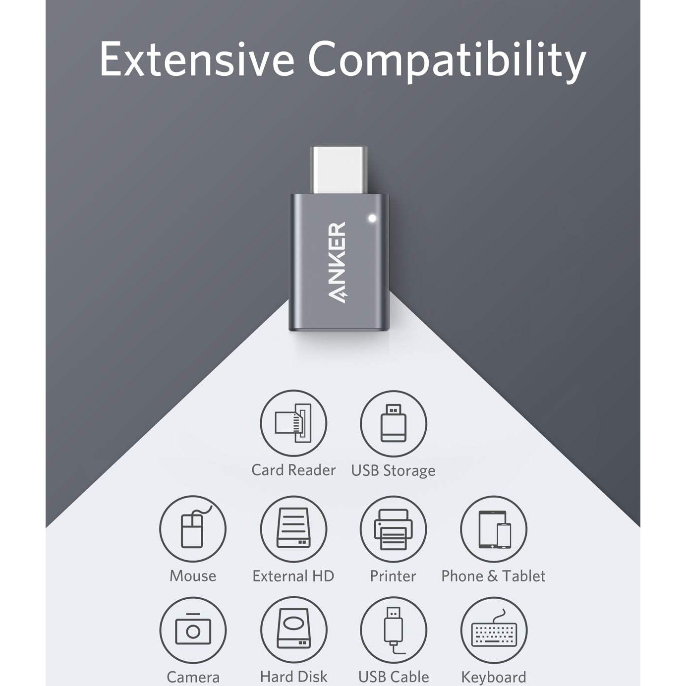 Adaptador USB-C Anker 2 Piezas Alta Velocidad Tipo C a USB 3.0