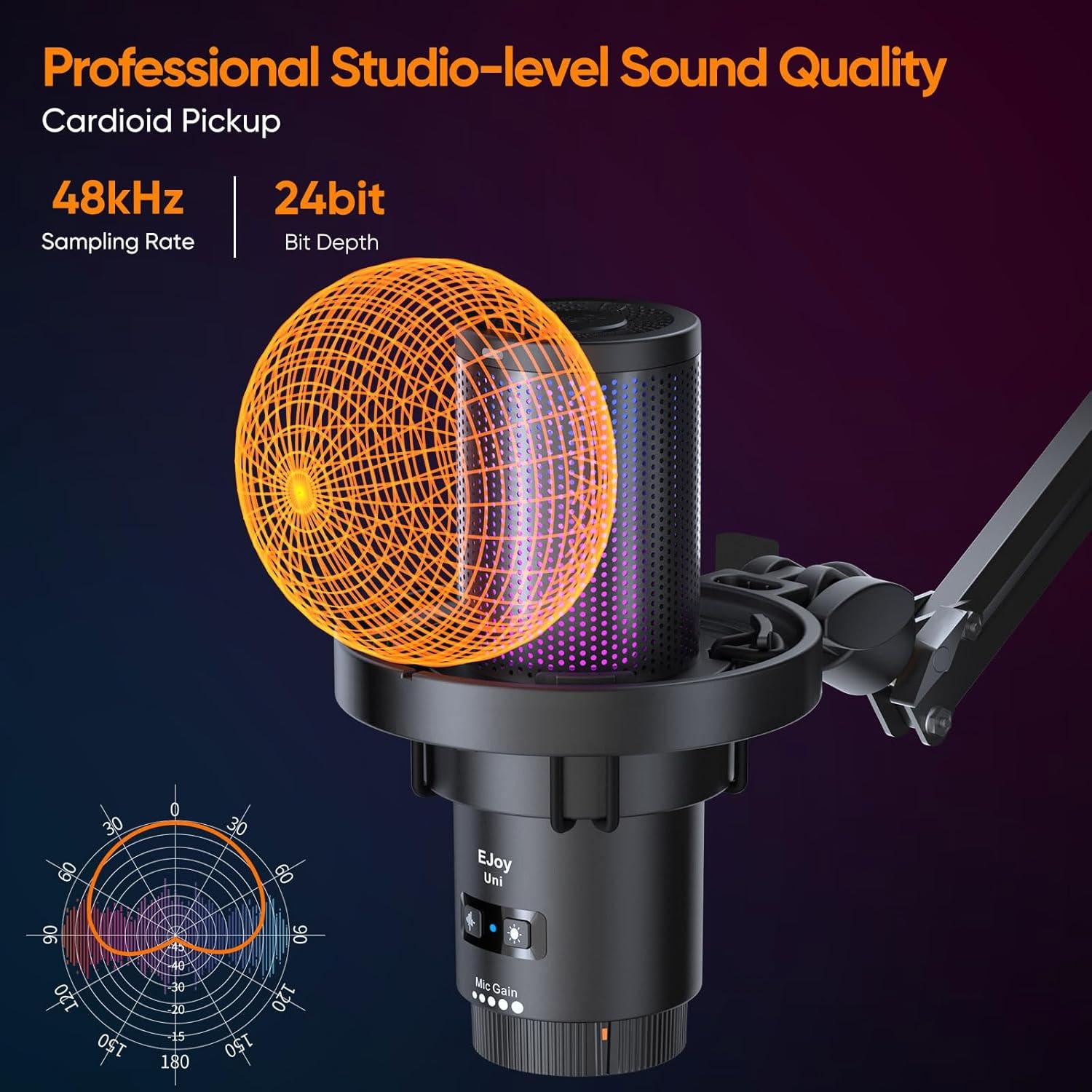 Micrófono USB Comica EJoy Uni para Gaming y Streaming RGB