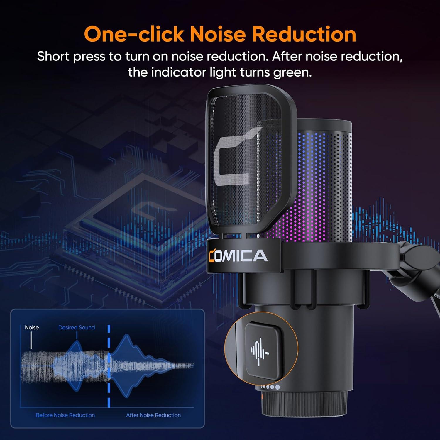 Micrófono USB Comica EJoy Uni para Gaming y Streaming RGB