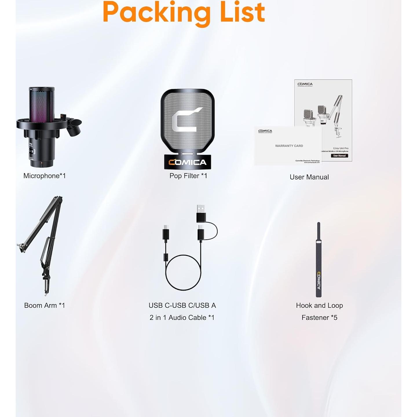 Micrófono USB Comica EJoy Uni para Gaming y Streaming RGB