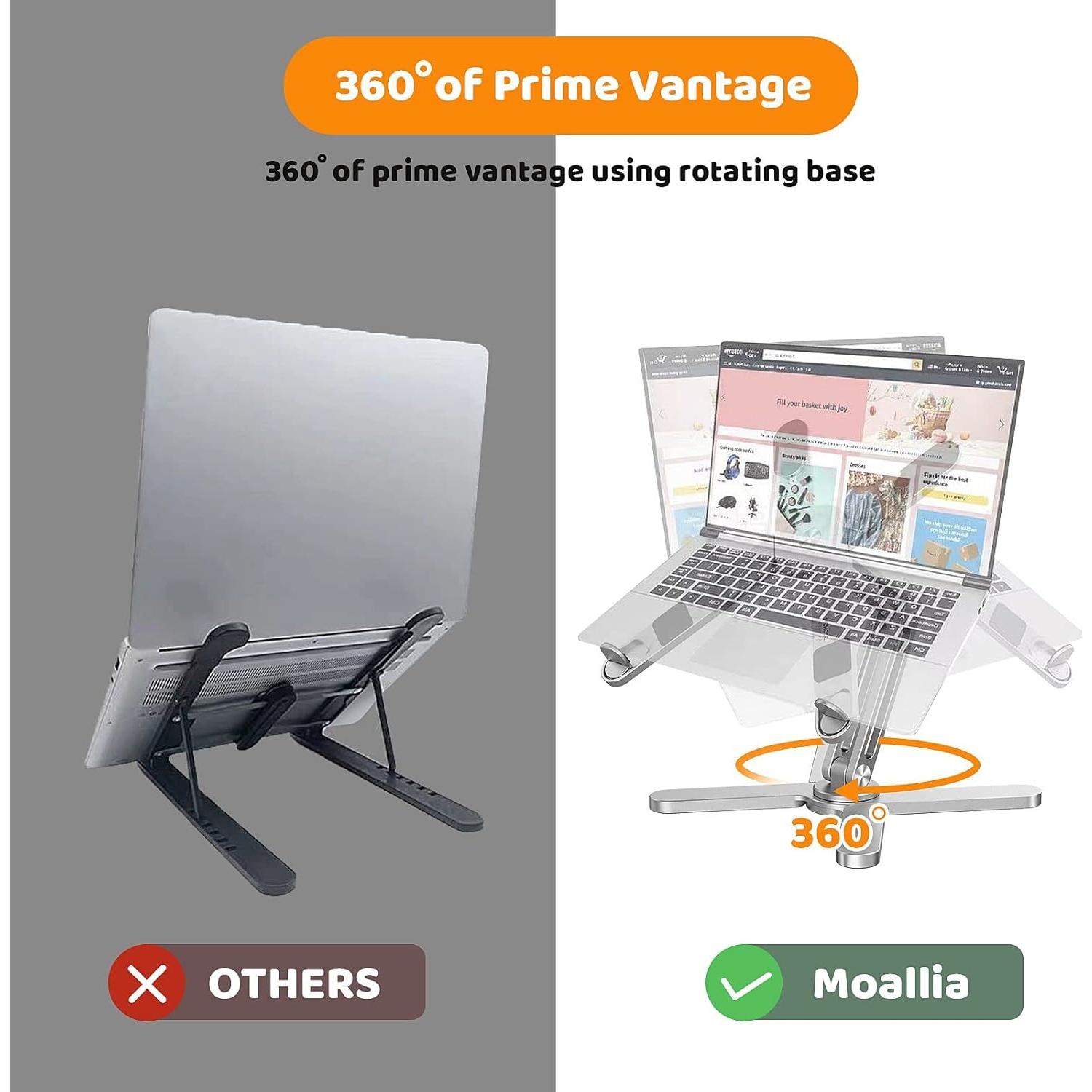 Soporte para Laptop Moallia 360° Plegable Metal Plata