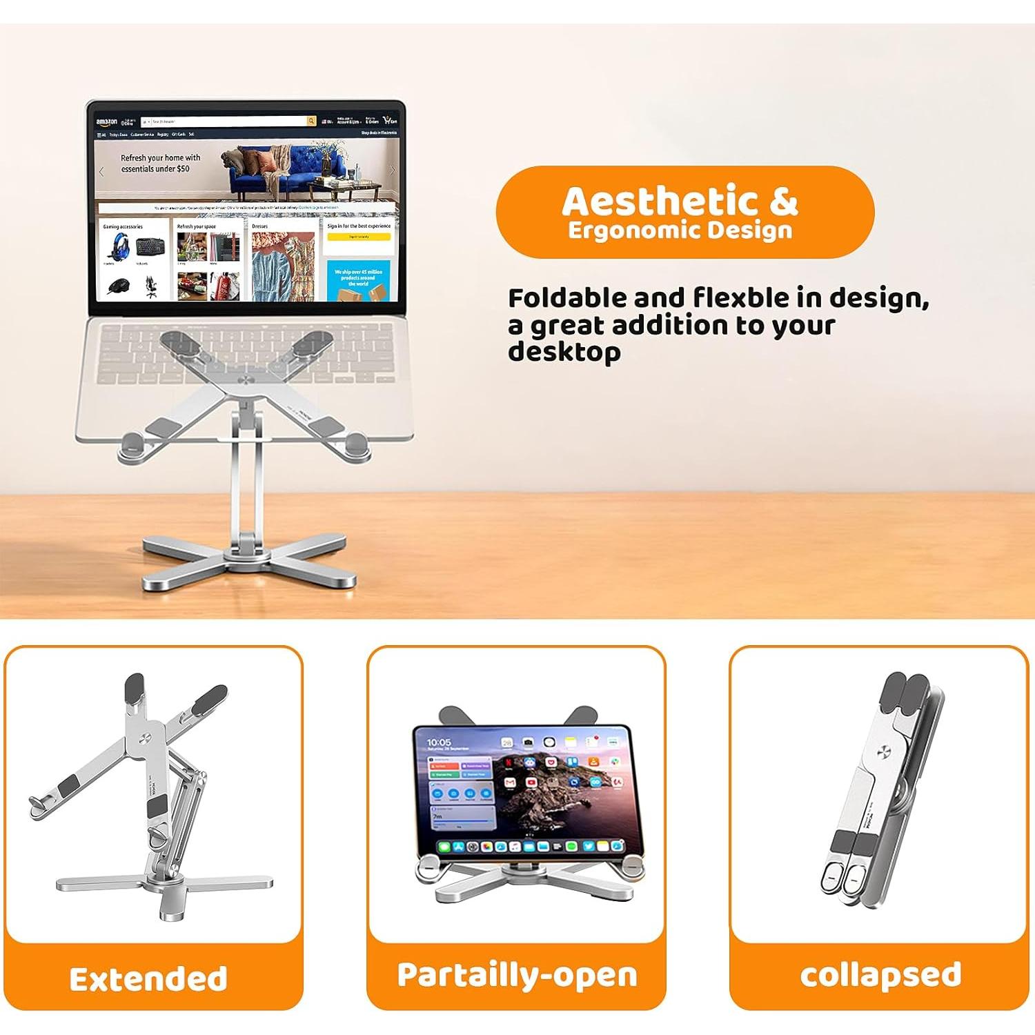 Soporte para Laptop Moallia 360° Plegable Metal Plata