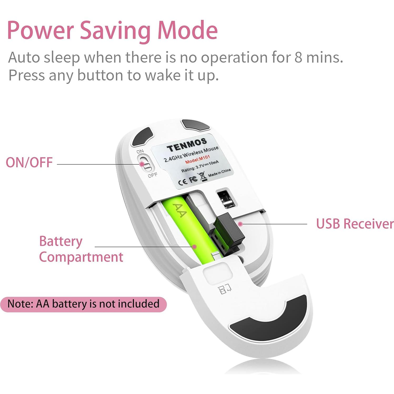 Ratón Inalámbrico TENMOS M101 Óptico Silencioso 1600 DPI