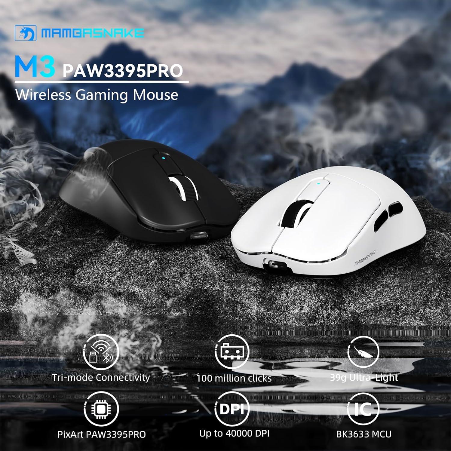 Ratón Gaming Inalámbrico MAMBASNAKE M3 Ultra-Ligero 39g