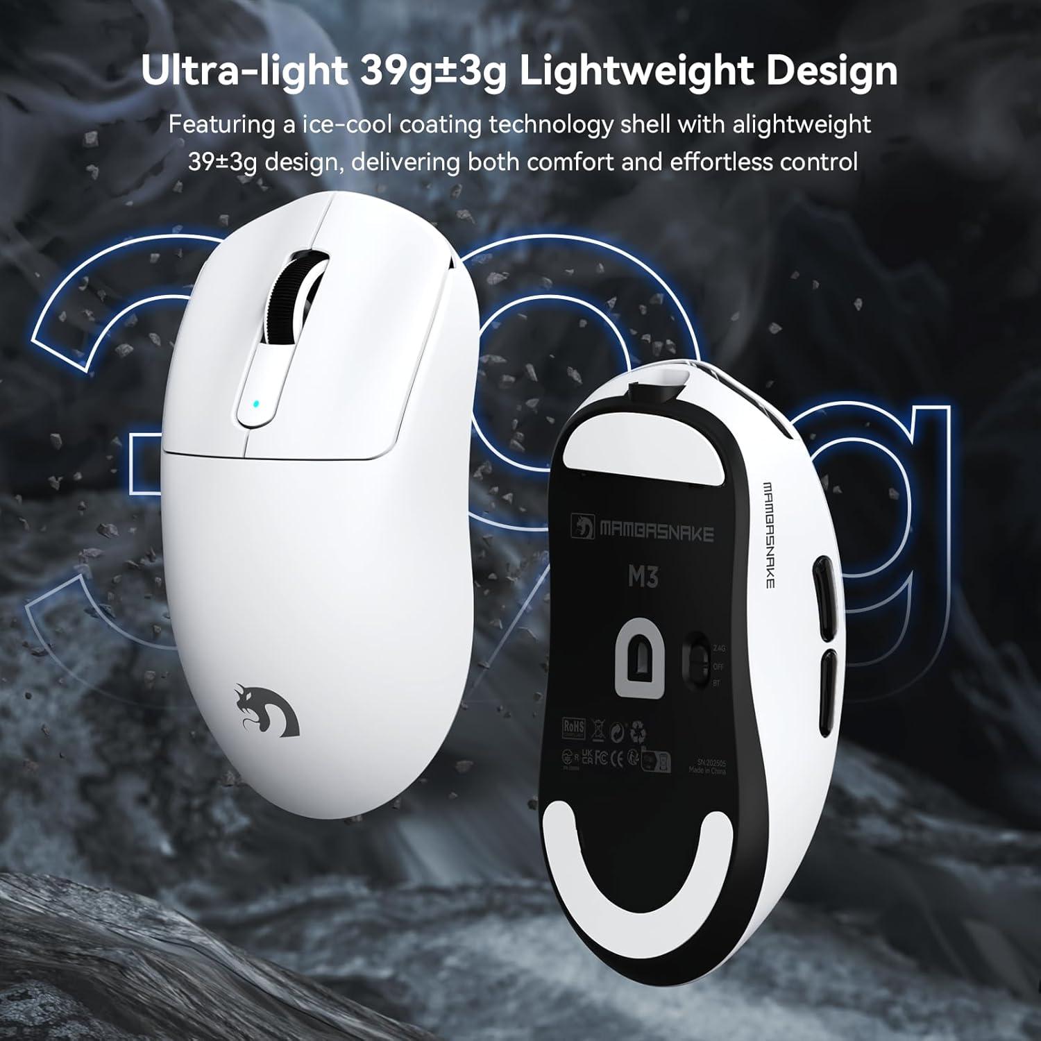 Ratón Gaming Inalámbrico MAMBASNAKE M3 Ultra-Ligero 39g