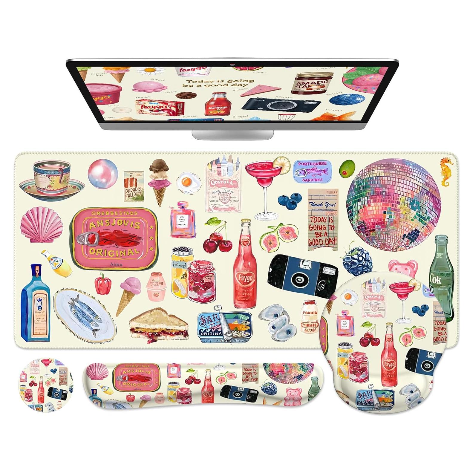 Alfombrilla de Escritorio iLeadon Grande con Reposamuñecas Beige