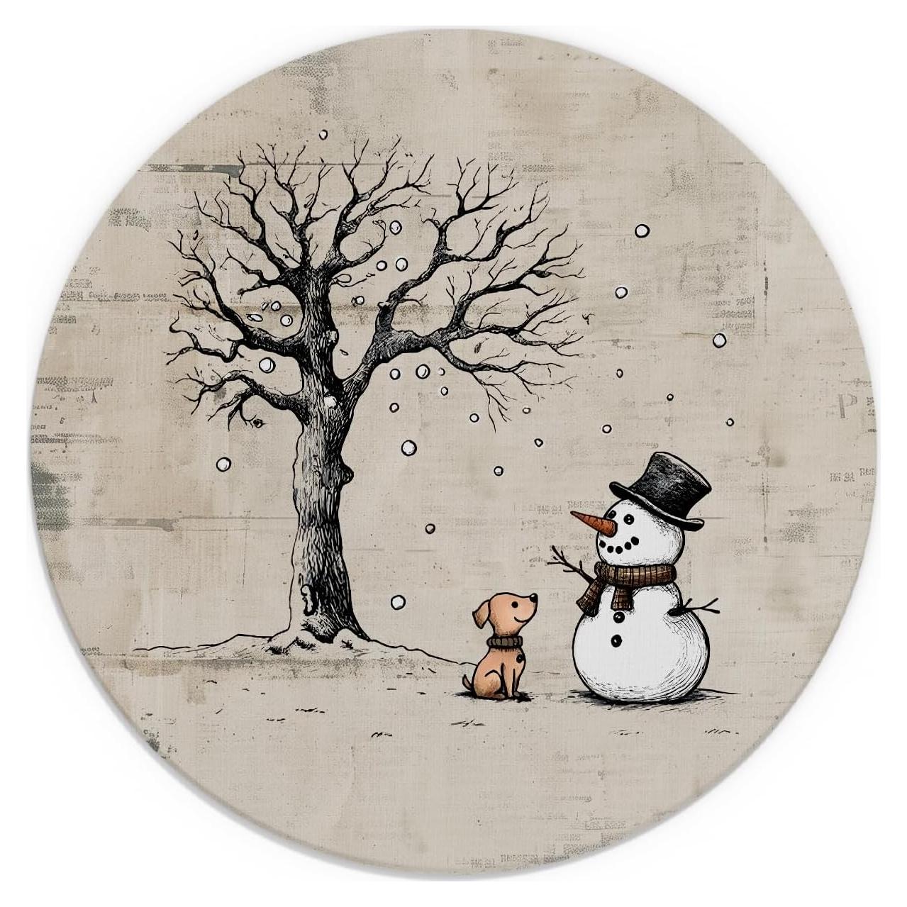 Alfombrilla de Ratón Navideña NaZaUK 22x22 cm Nieve Vintage