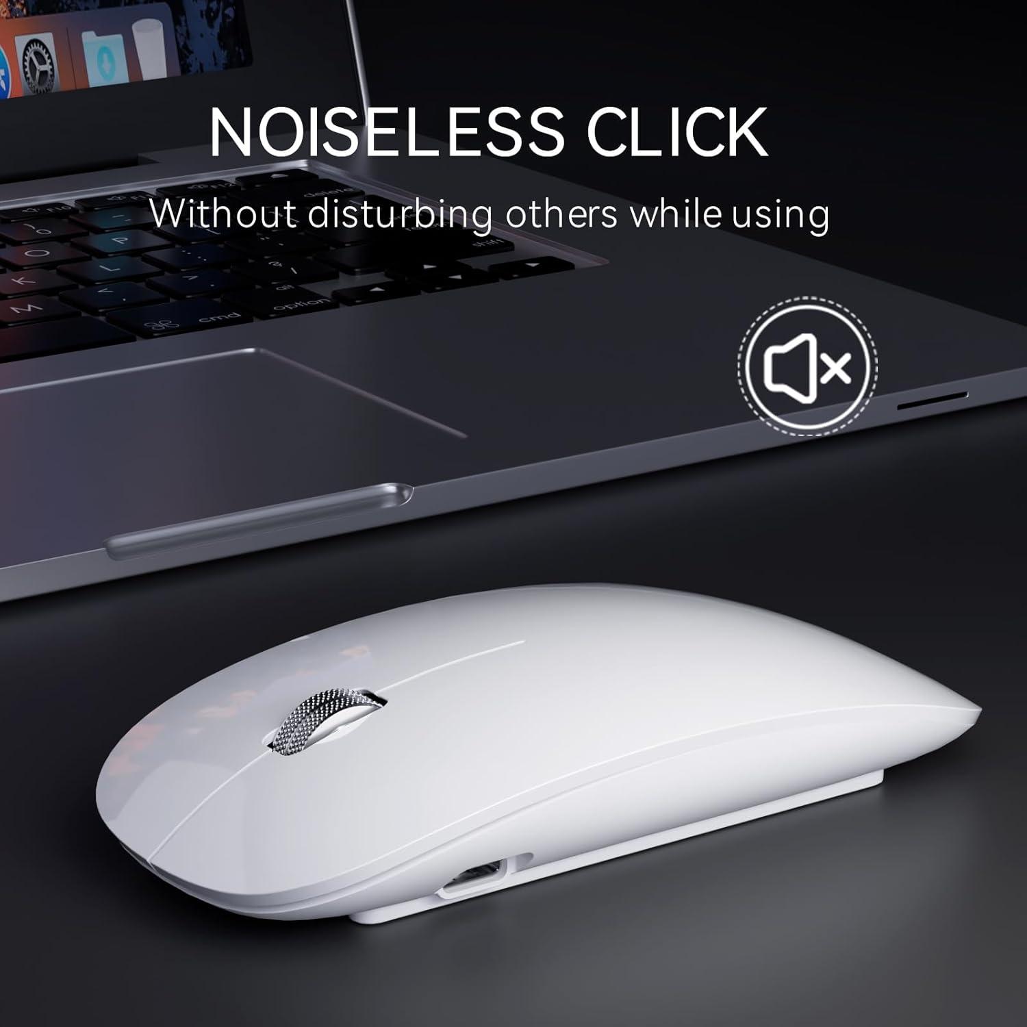 Ratón Inalámbrico Uiosmuph G11 Recargable USB C Blanco