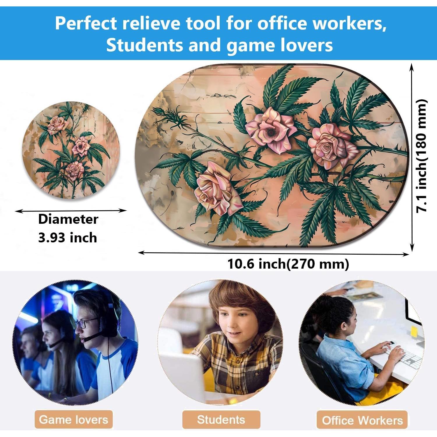 Juego de Mousepad y Posavasos ZHUHEHEAH Rosa Vintage