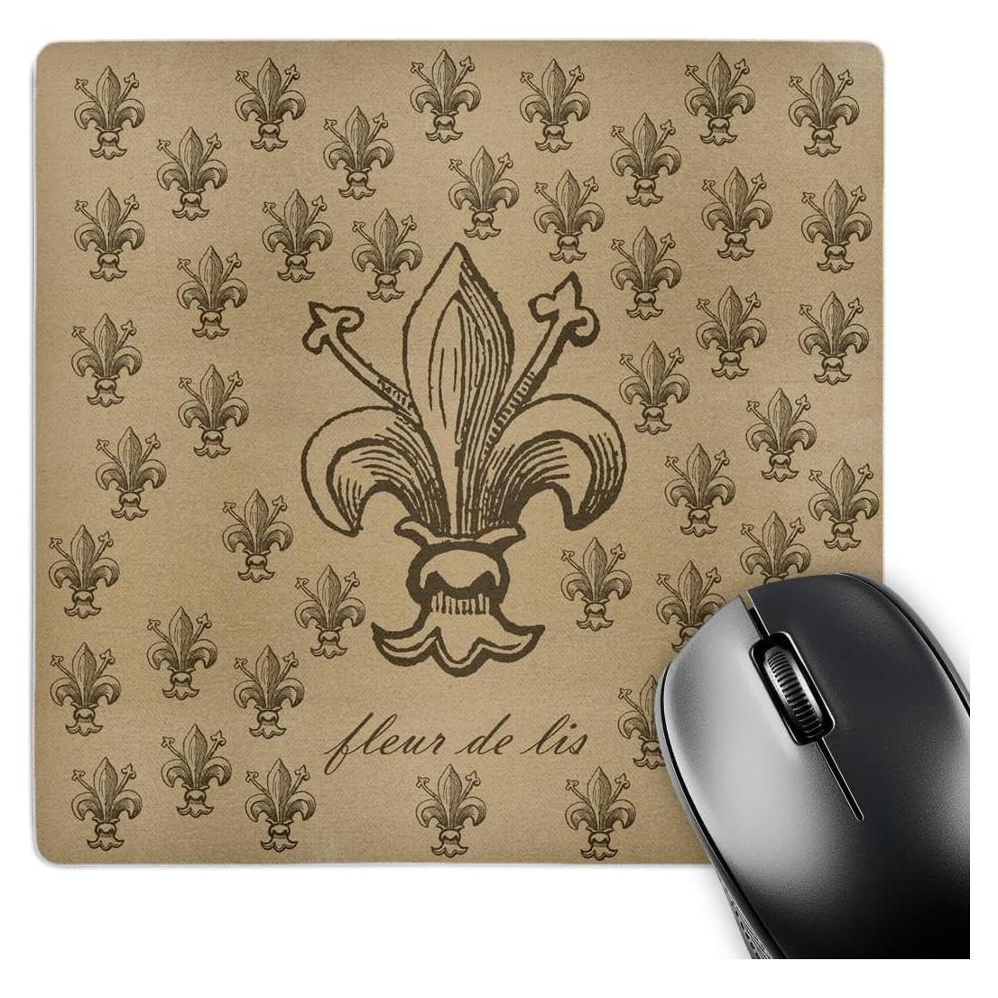 Alfombrilla de Ratón 3D Rose Fleur De Lis Marrón 20.32 cm