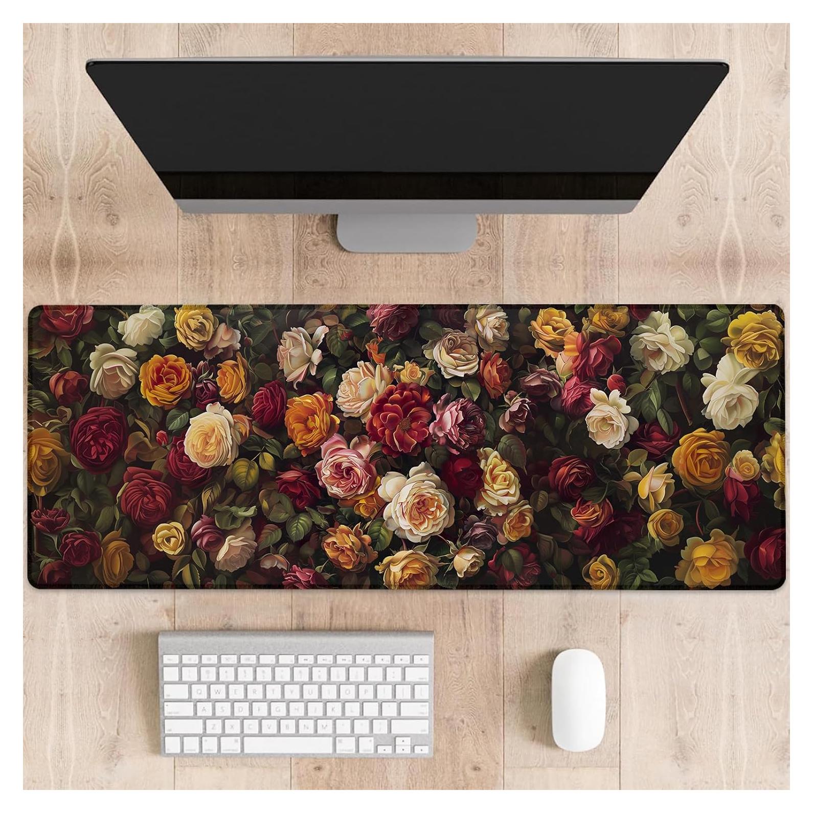 Alfombrilla de Ratón Grande Dhakalrlde Floral 80x30cm Antideslizante