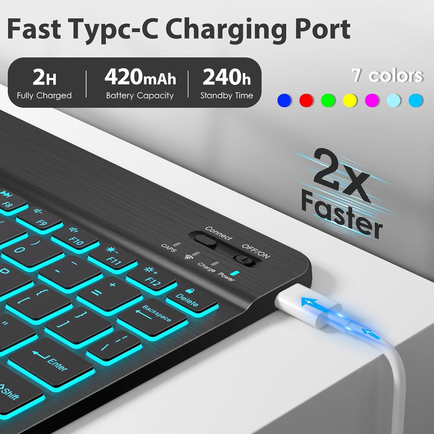 Funda con Teclado Inalámbrico DTTO para iPad 9na/8va/7ma Gen