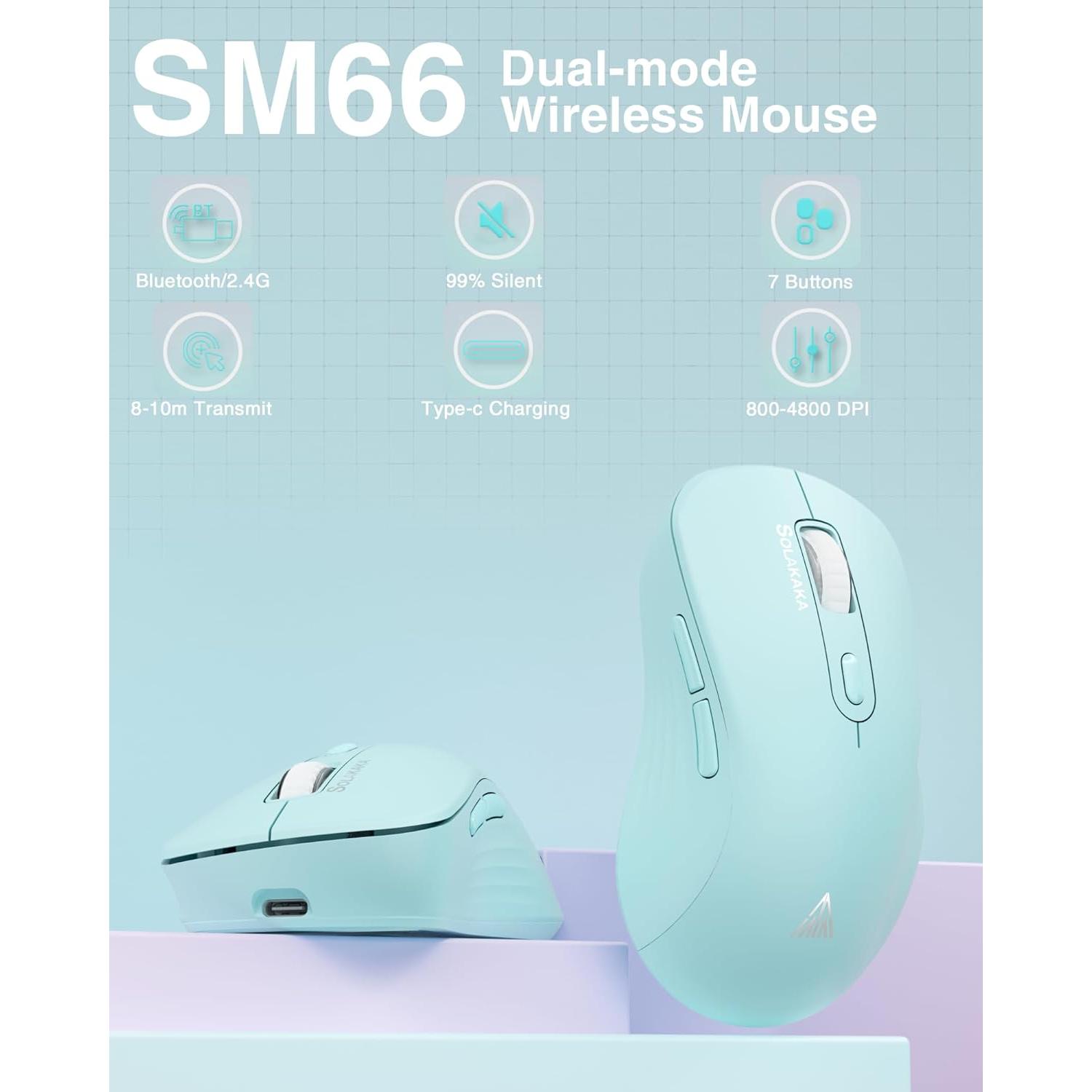 Ratón Inalámbrico Silencioso SOLAKAKA SM66 Verde DPI 4800