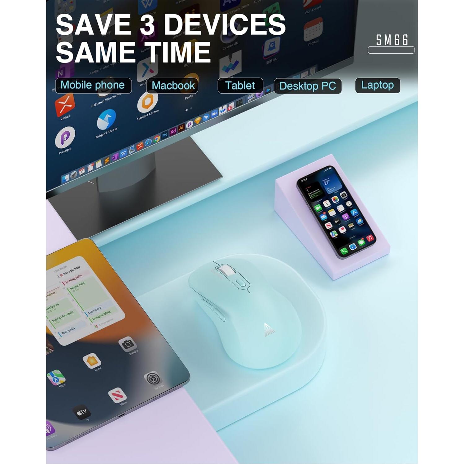 Ratón Inalámbrico Silencioso SOLAKAKA SM66 Verde DPI 4800