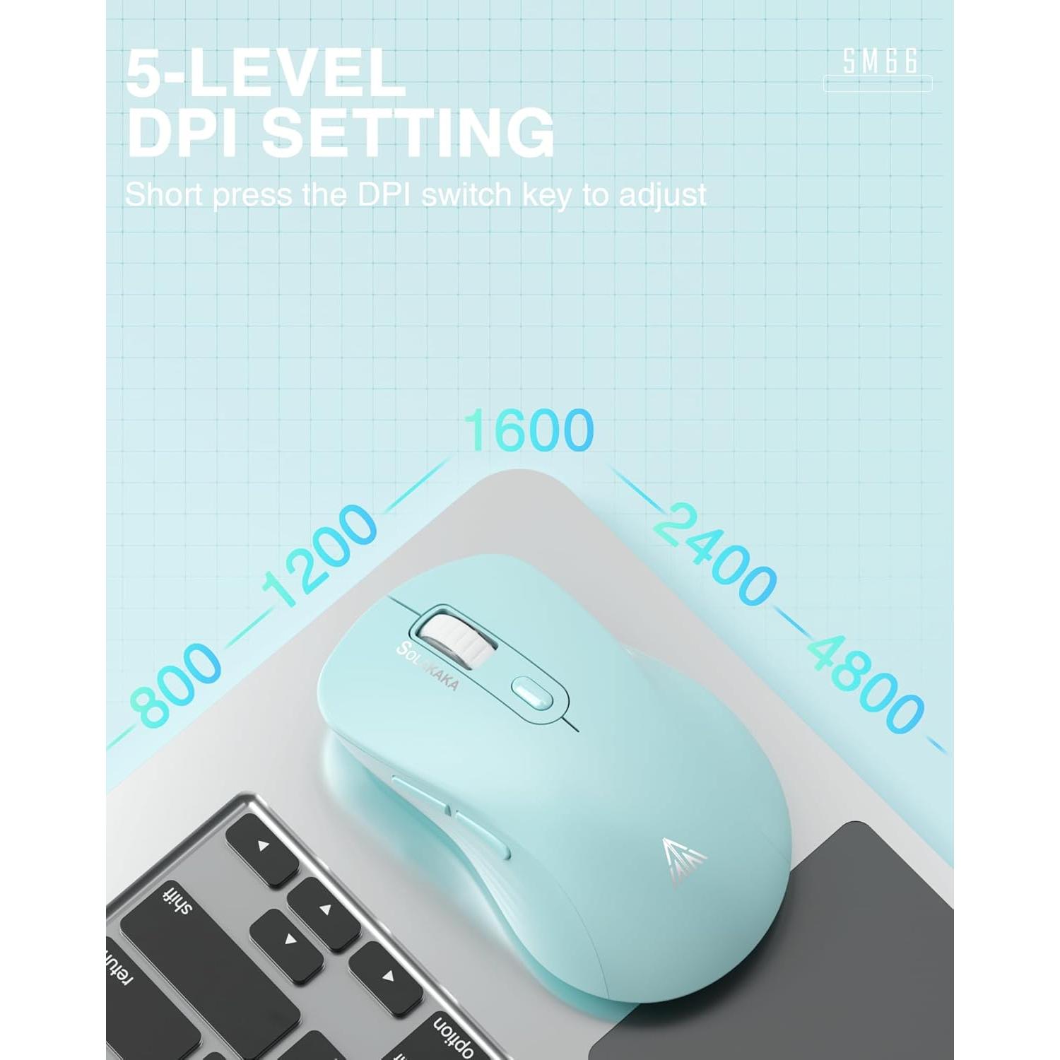 Ratón Inalámbrico Silencioso SOLAKAKA SM66 Verde DPI 4800