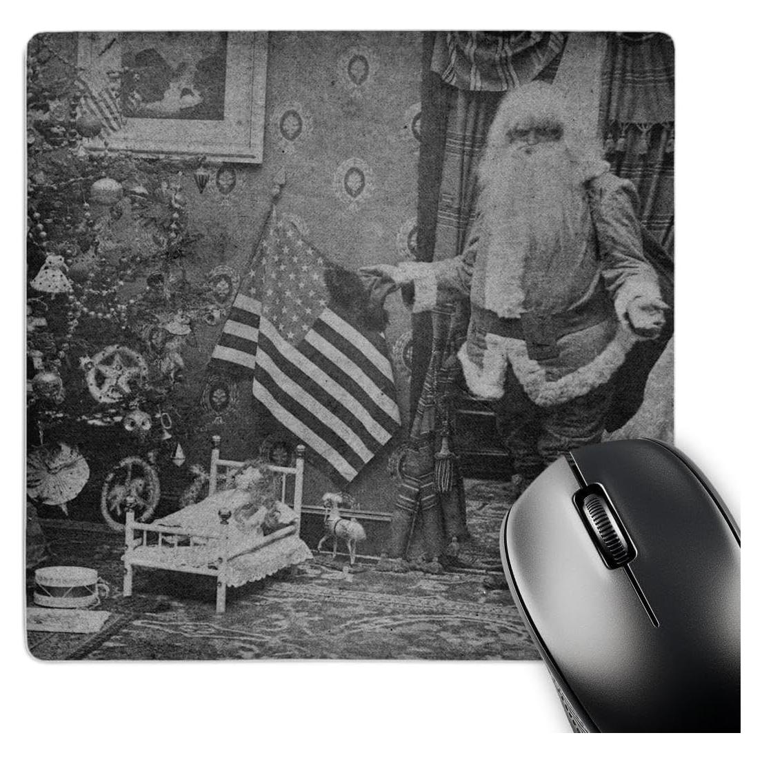 Alfombrilla de Mouse 3dRose Santa Patriótico Vintage 20.32 cm
