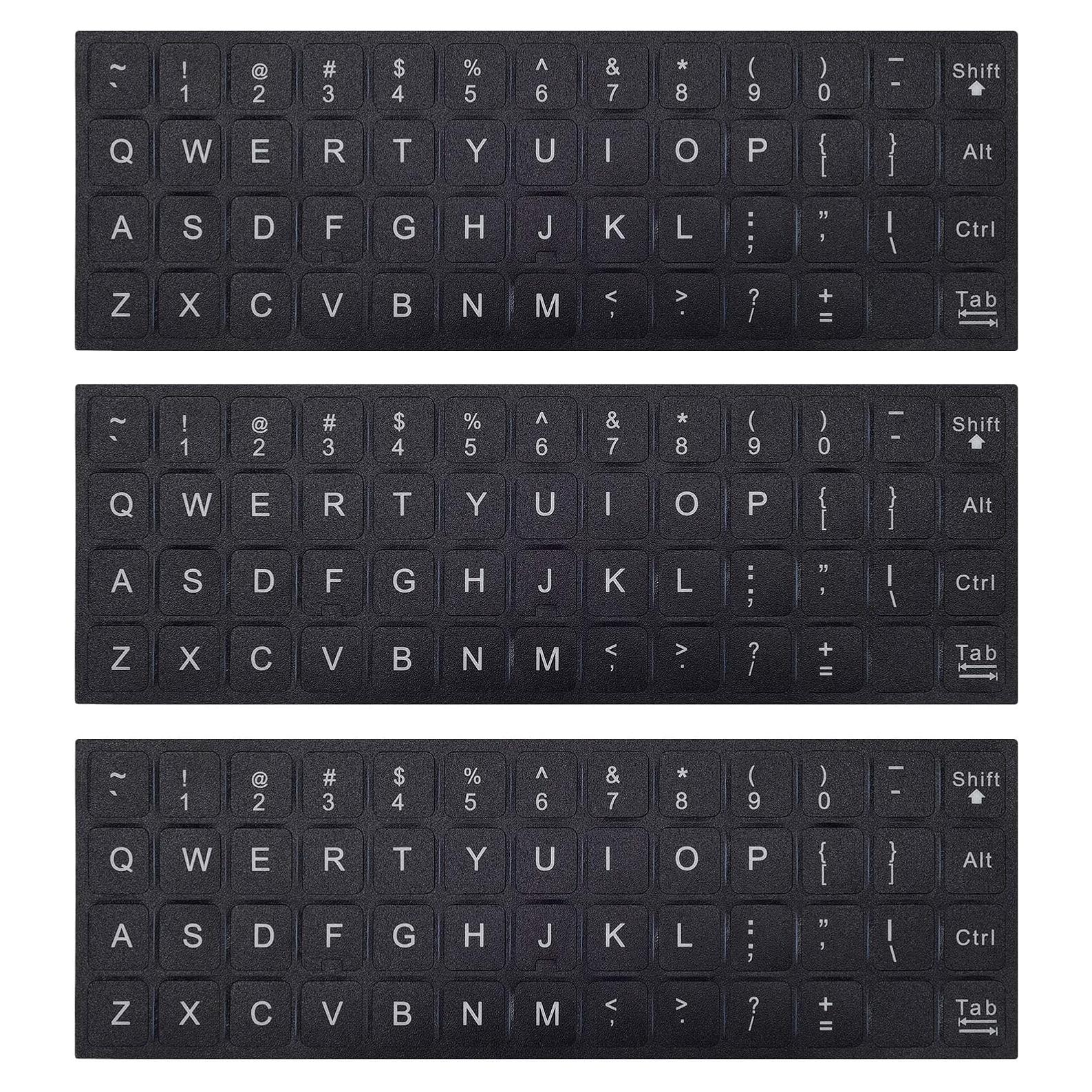 Etiquetas de Letras para Teclado CASEDAO Negro/Blanco 3 Piezas