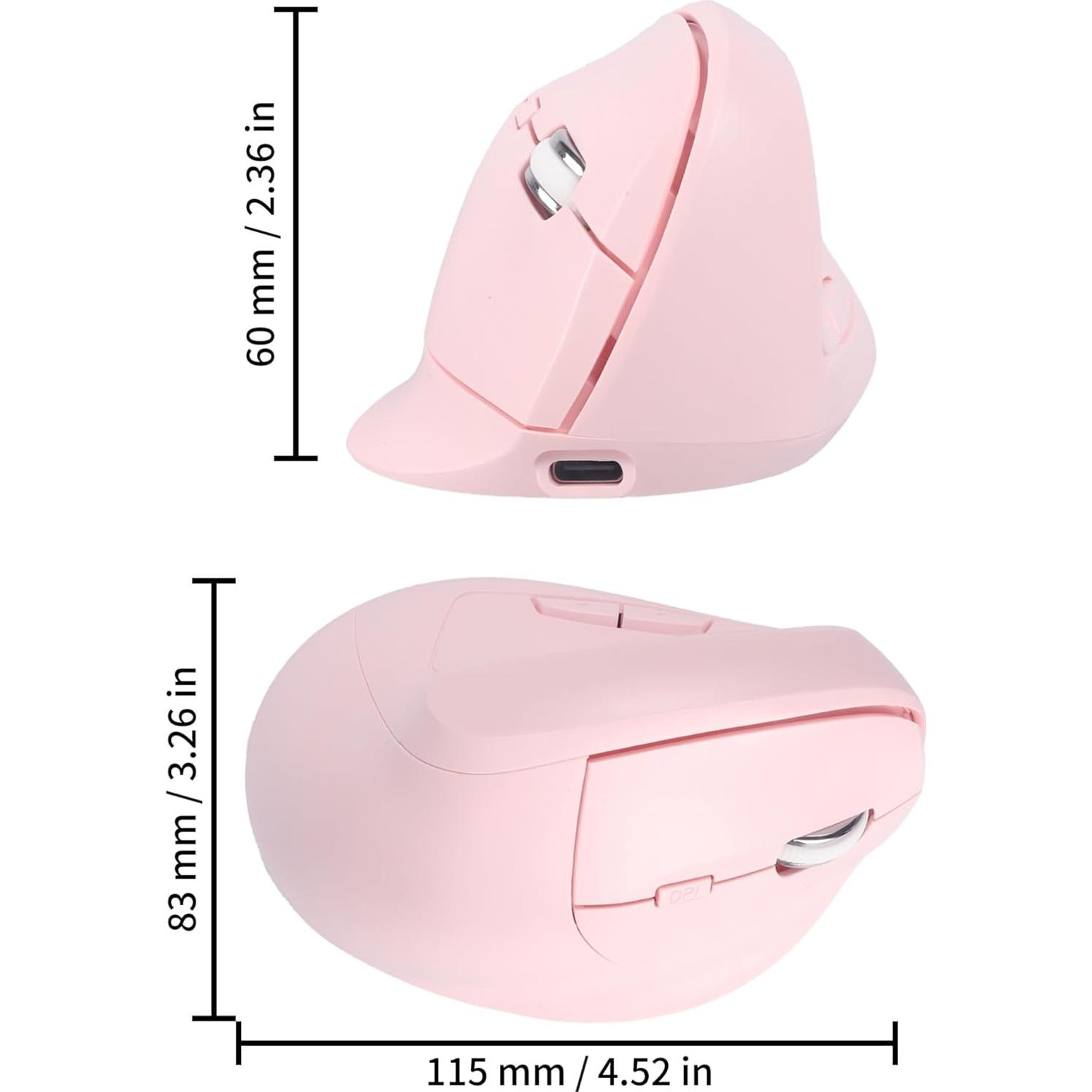 Ratón Vertical Ergonómico Inalámbrico Bluetooth Dtobhars 1600 DPI Rosa