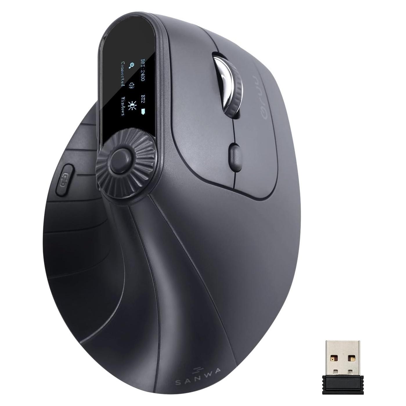 Ratón Vertical Ergonómico SANWA GMAERGWBT2-DP 800-2400 DPI