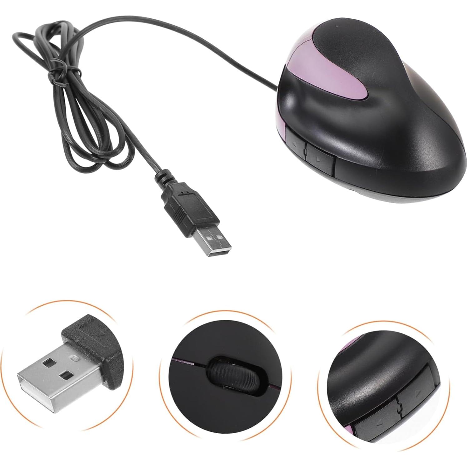 Ratón Vertical Ergonómico DOITOOL USB 5 Botones Púrpura