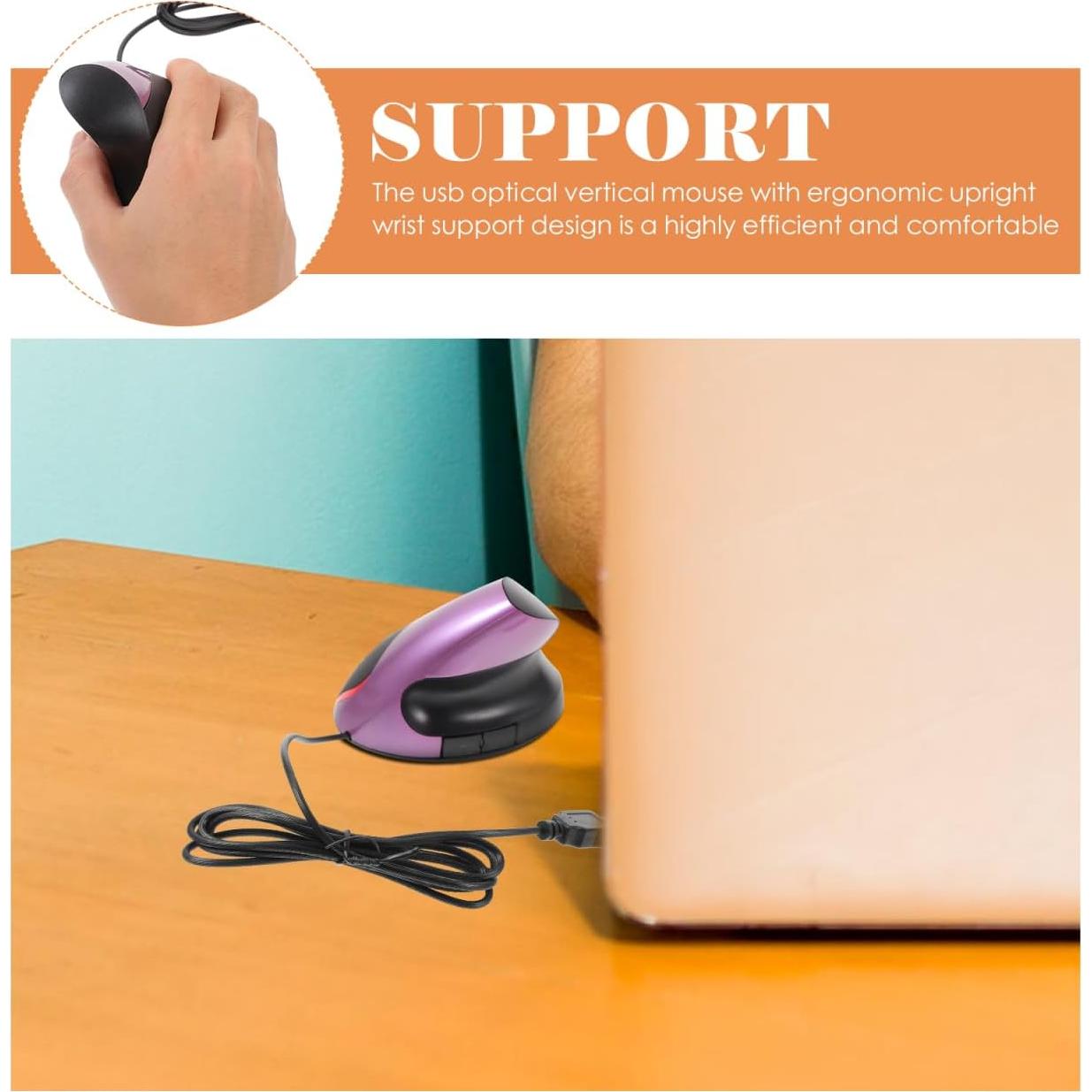 Ratón Vertical Ergonómico DOITOOL USB 5 Botones Púrpura