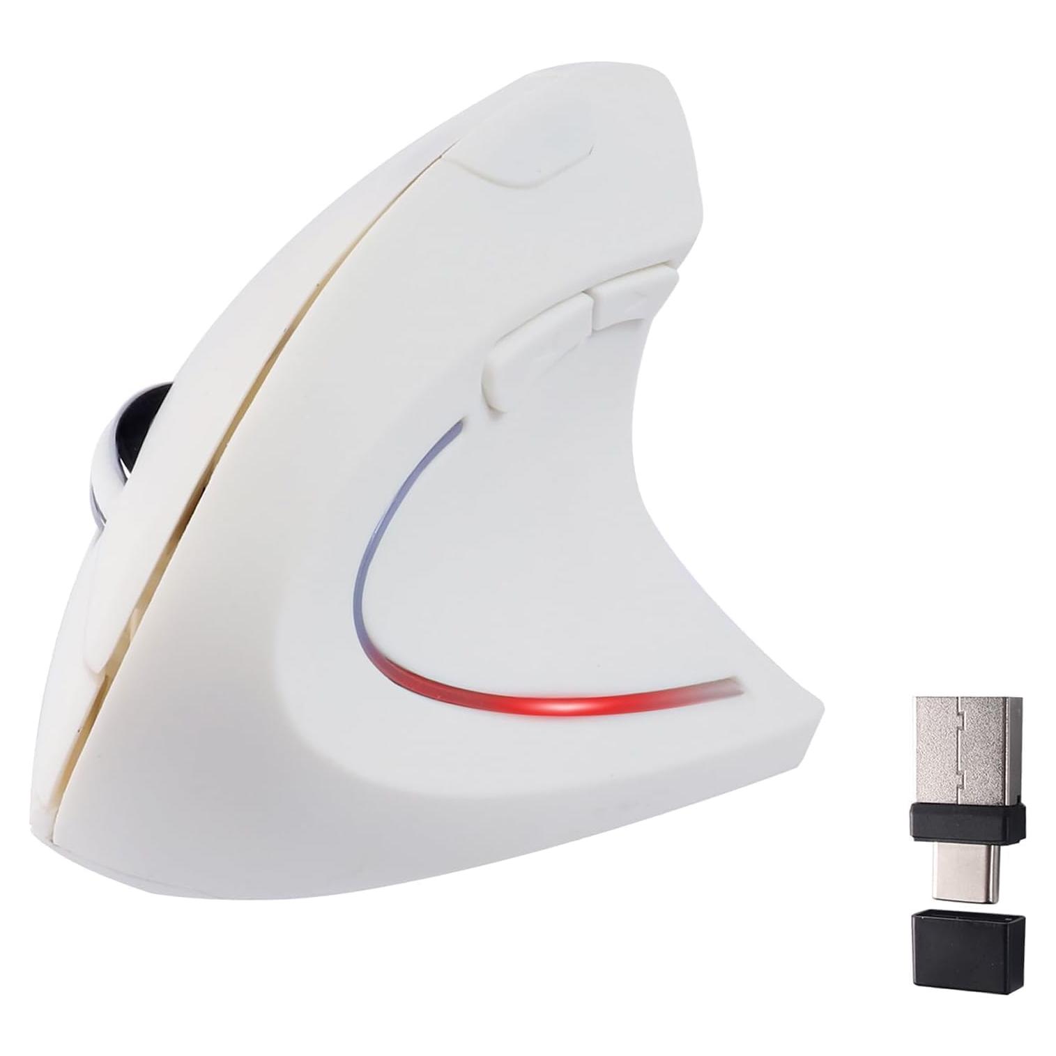 Ratón Inalámbrico Vertical Ergonómico KUYHRF USB C Blanco