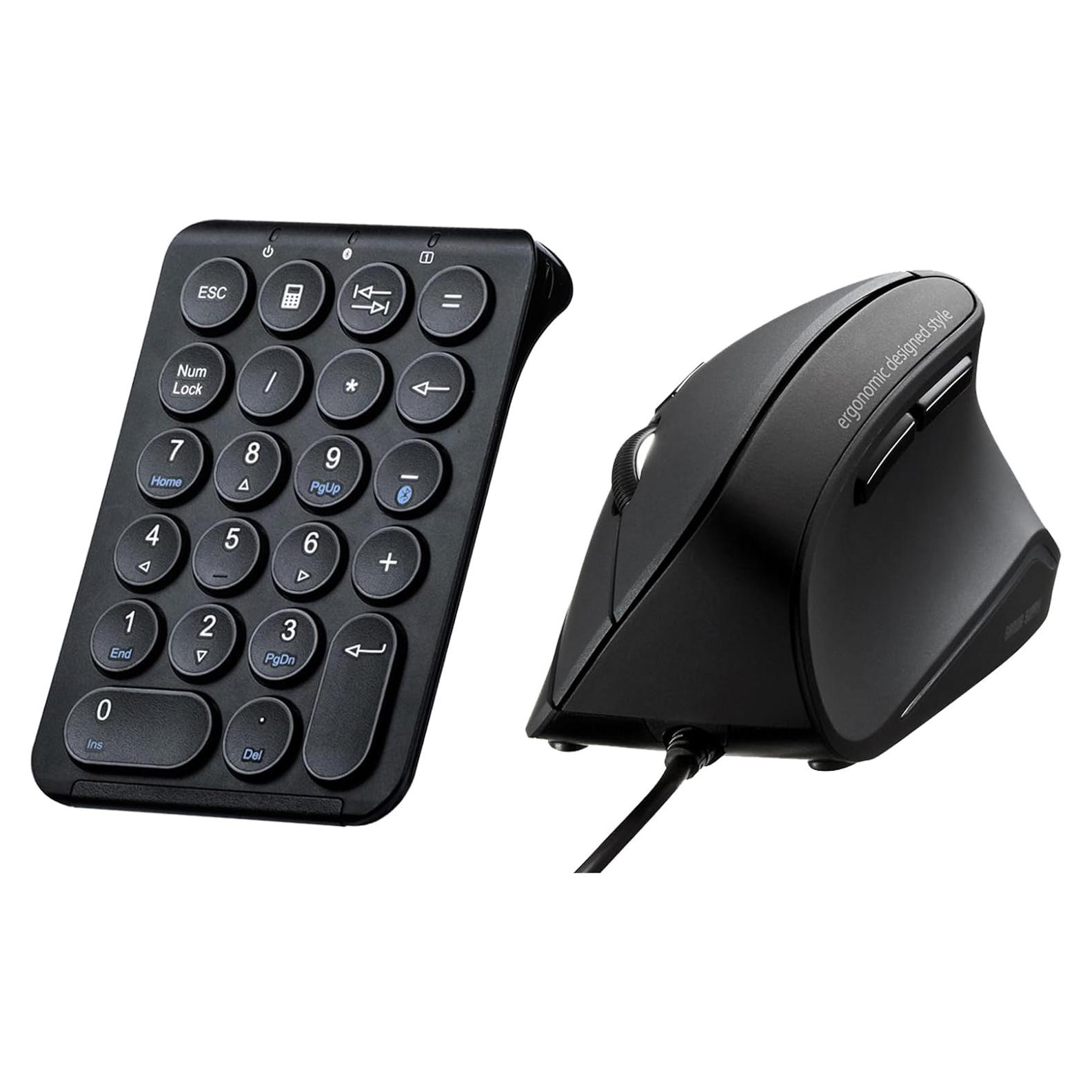 Conjunto Ratón Ergonómico Silencioso SANWA ERG9N + Teclado Bluetooth