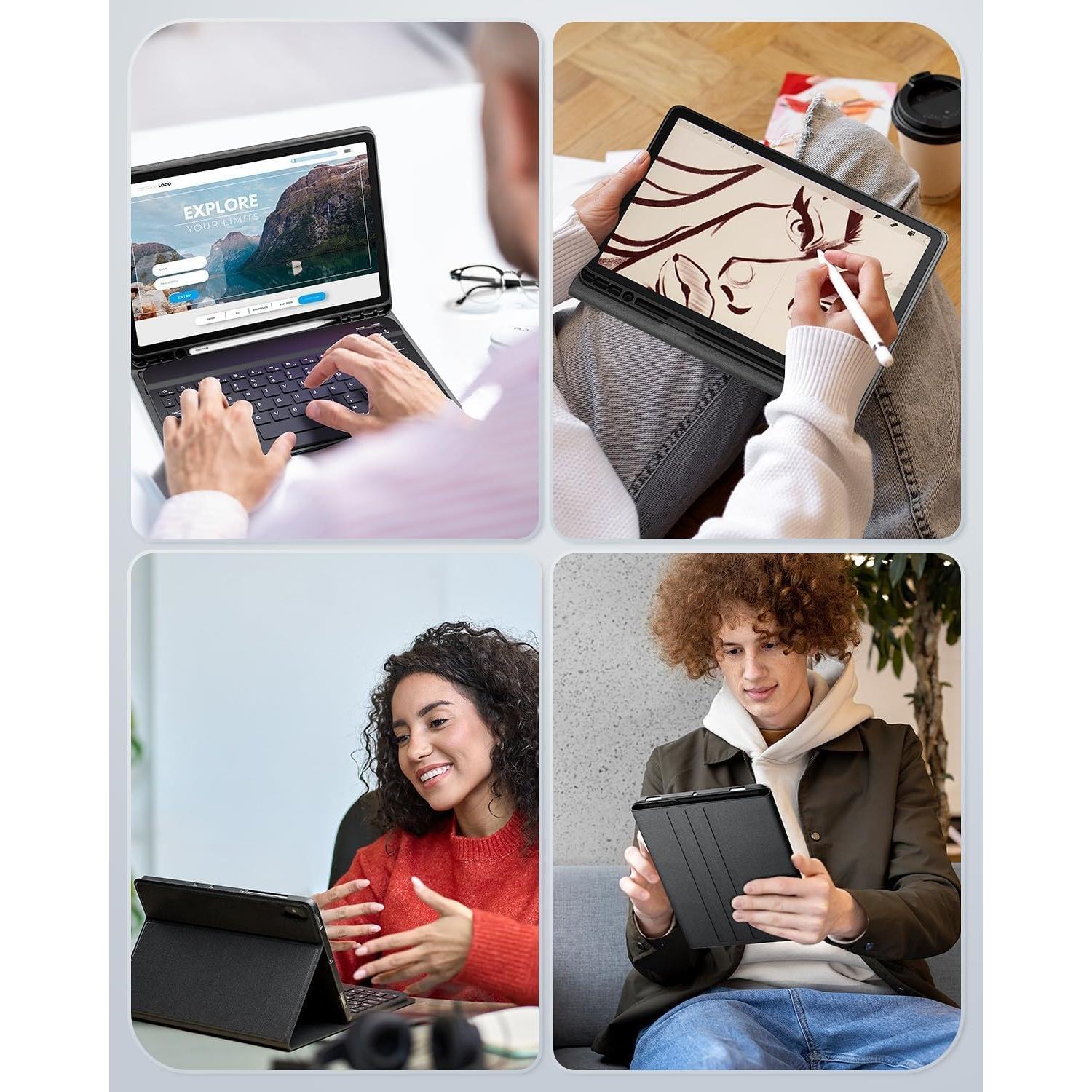 Funda de Teclado TUNKARMOR para iPad 9.7" 6ta/5ta Gen - Negro