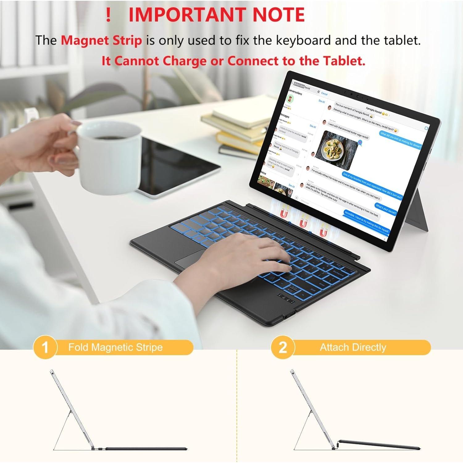 Teclado Bluetooth TECURS para Surface Pro 3-7, 12.3" Retroiluminado