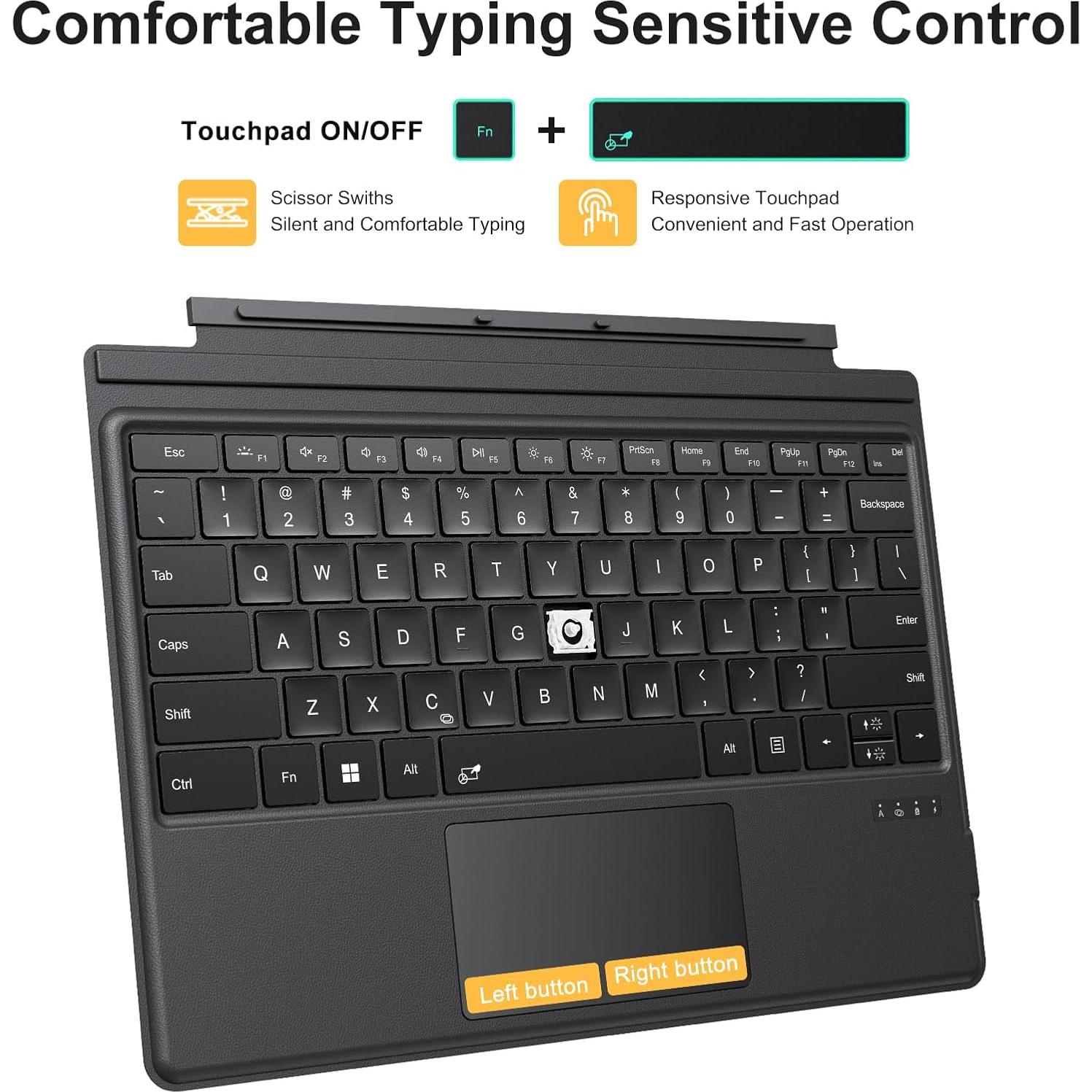 Teclado Bluetooth TECURS para Surface Pro 3-7, 12.3" Retroiluminado