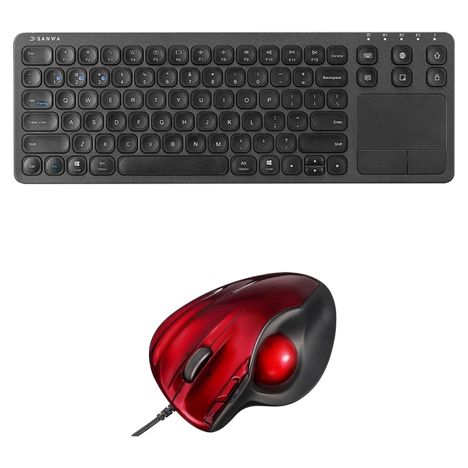 Ratón Trackball Ergonómico SANWA TB44RN + Teclado Bluetooth