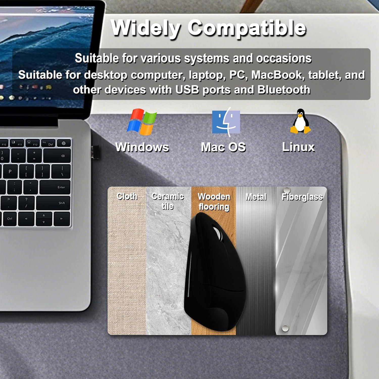 Ratón Ergonómico Inalámbrico GABONGUI Vertical 500mAh USB/Bluetooth