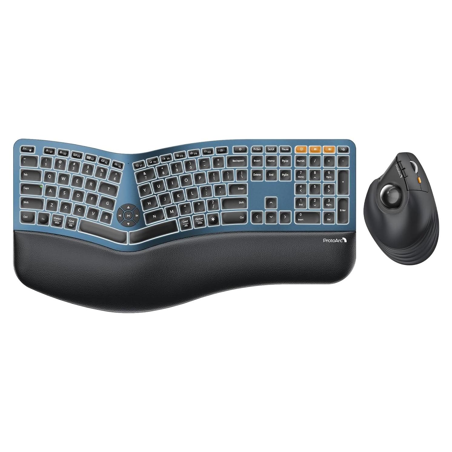 Teclado Ergonómico Inalámbrico ProtoArc EK01 Plus y Ratón Vertical EM05