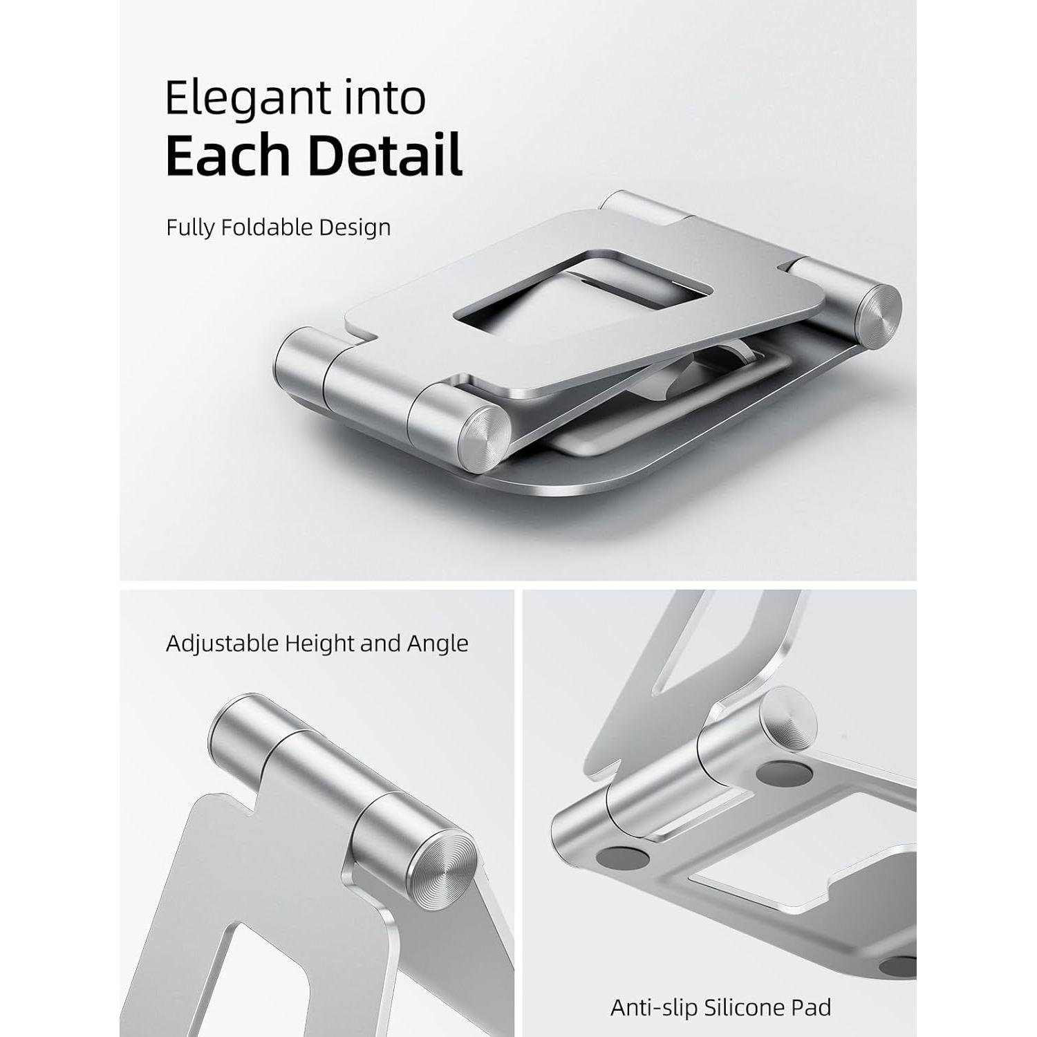 Soporte para iPad Nulaxy A5 de aluminio ajustable plateado