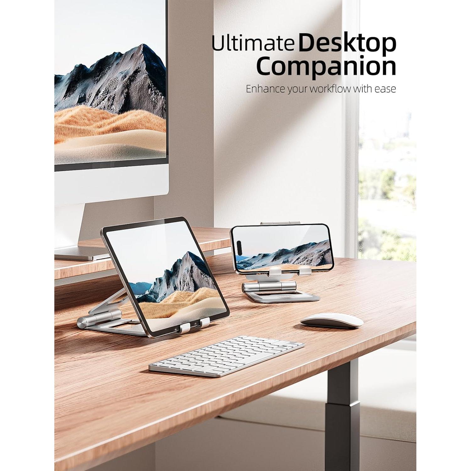 Soporte para iPad Nulaxy A5 de aluminio ajustable plateado