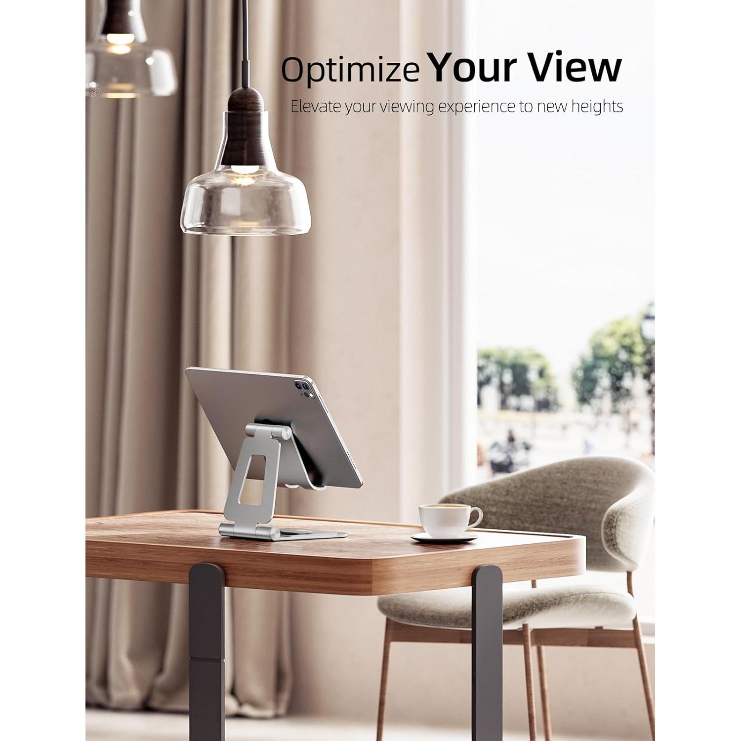 Soporte para iPad Nulaxy A5 de aluminio ajustable plateado