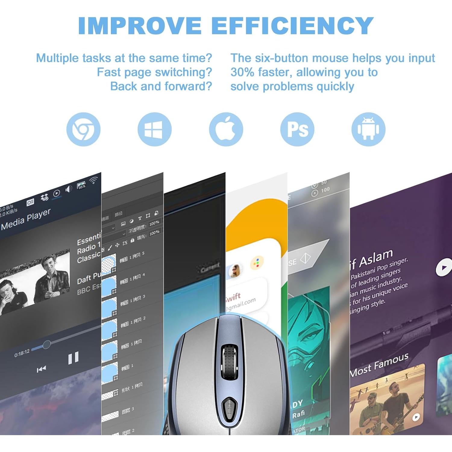 Ratón Inalámbrico Silencioso Cimetech TM004 - Gris, 3 DPI