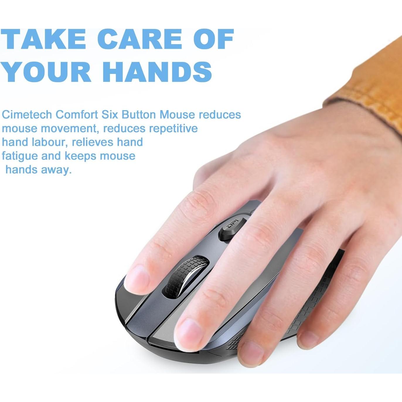 Ratón Inalámbrico Silencioso Cimetech TM004 - Gris, 3 DPI