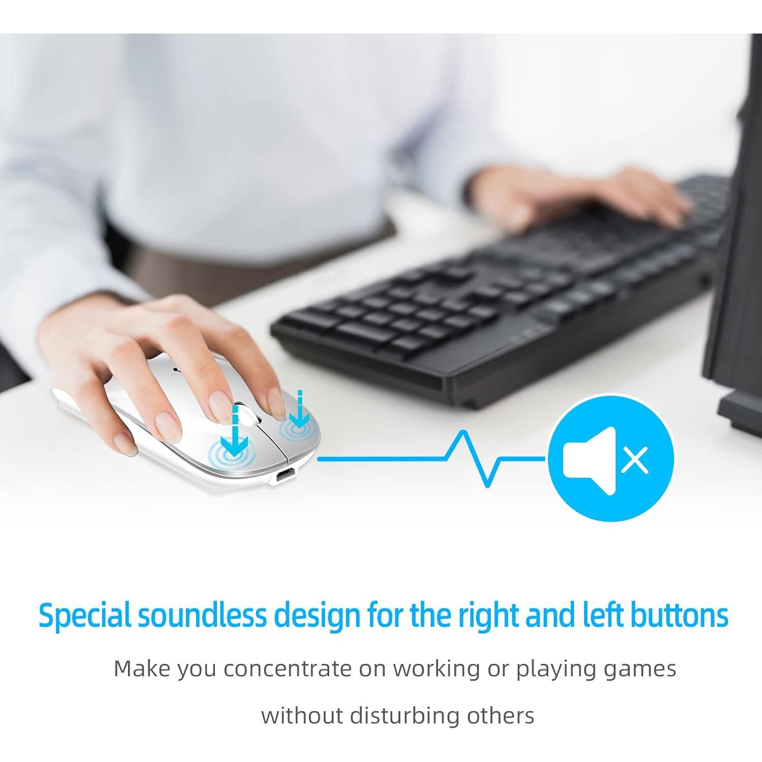 Ratón Inalámbrico Vxeei Plata Doble Modo Bluetooth 5.2 USB