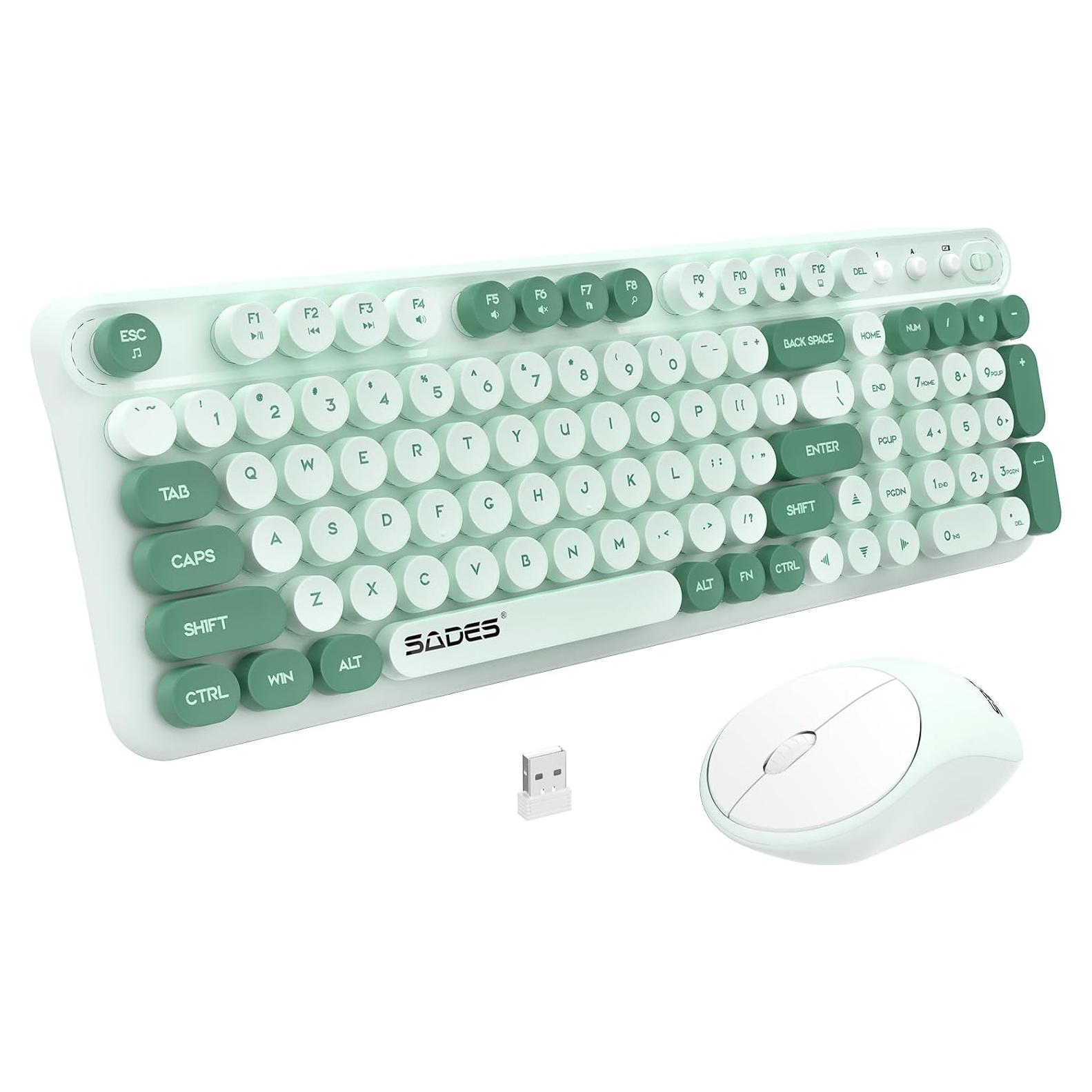 Combo Teclado y Ratón Inalámbricos LETTON K03 Verde Menta