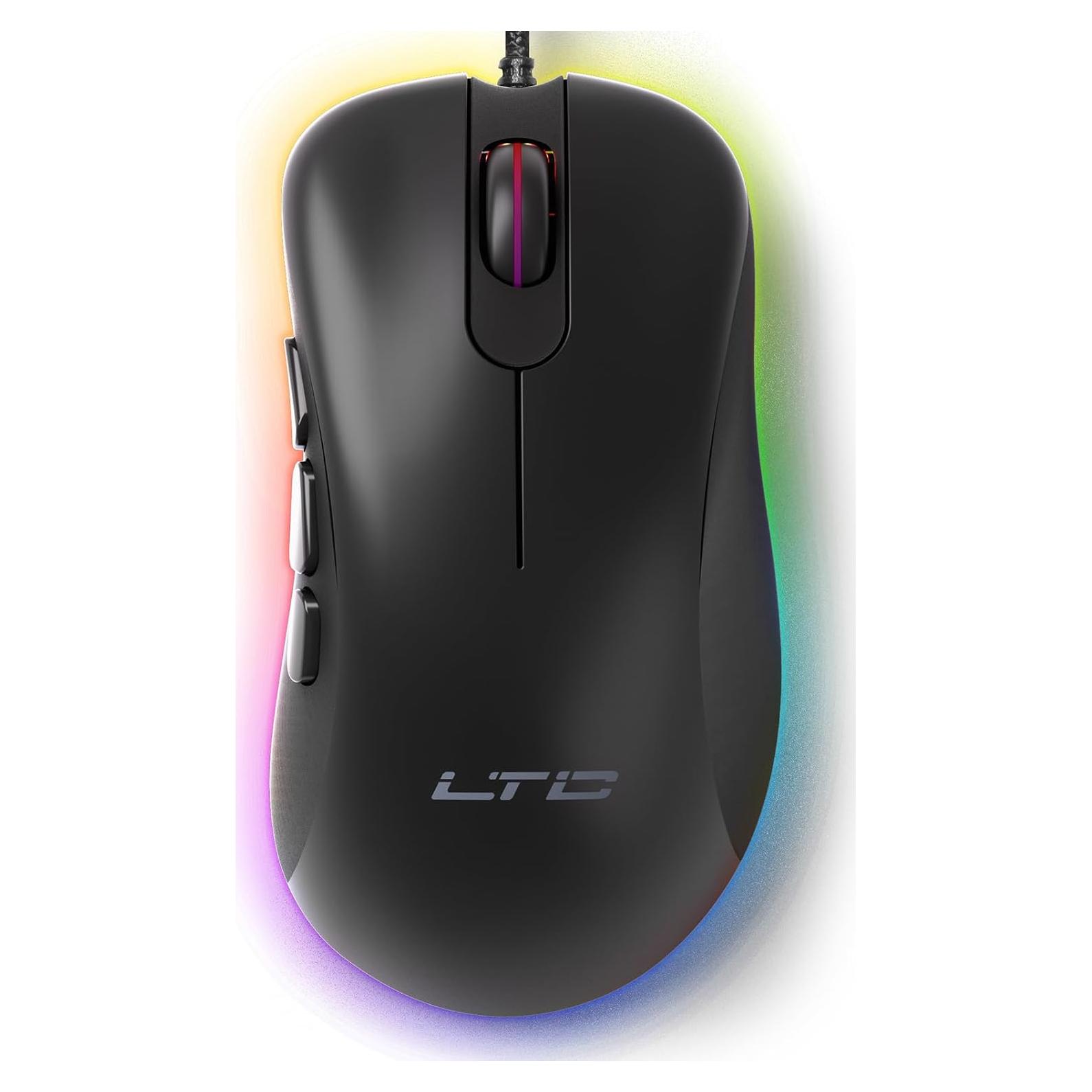 Ratón Gaming LTC GM-031 Con Cable 7200 DPI RGB Ergonómico