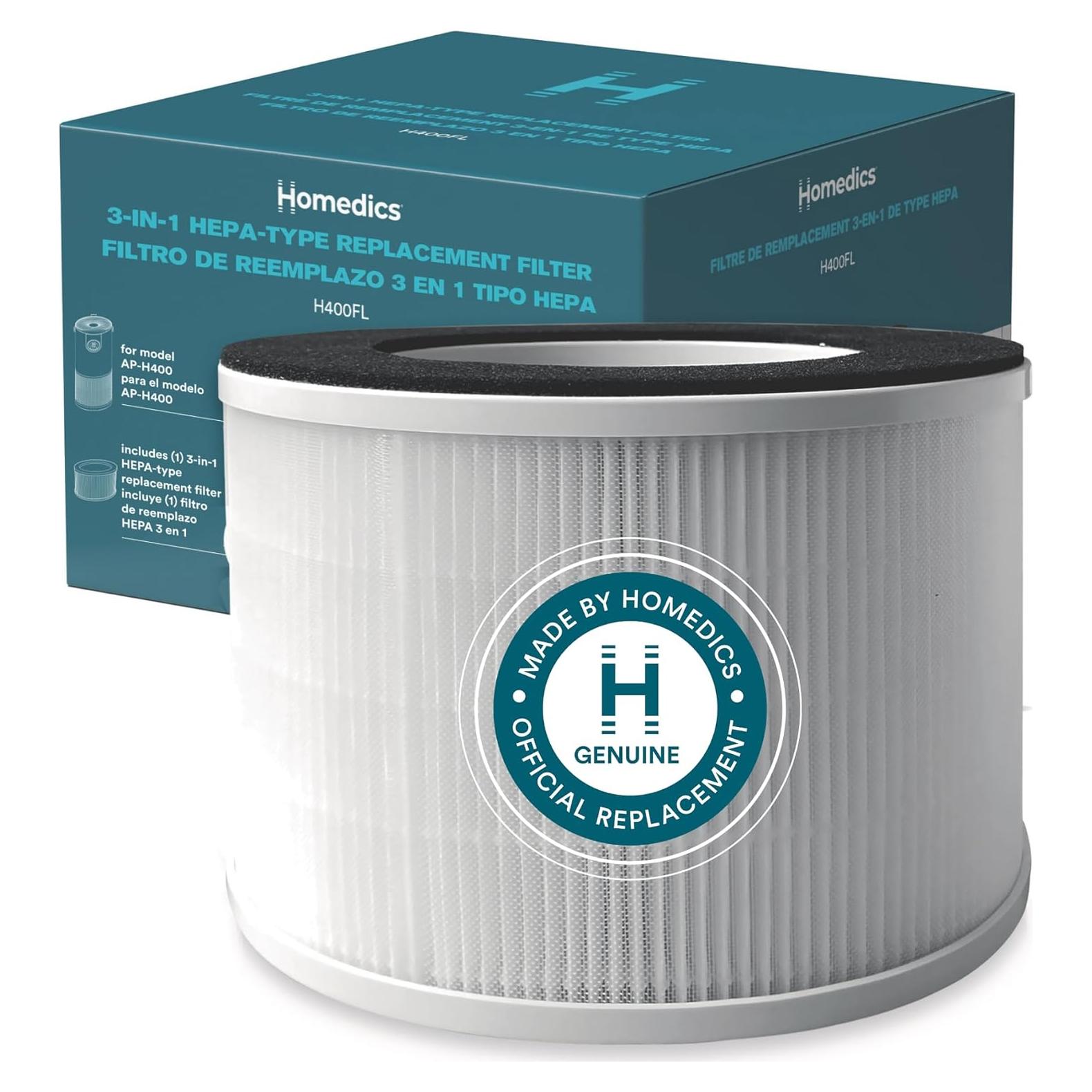 Filtro HEPA 3-en-1 Homedics AP-H400 - H13, Carbón Activado