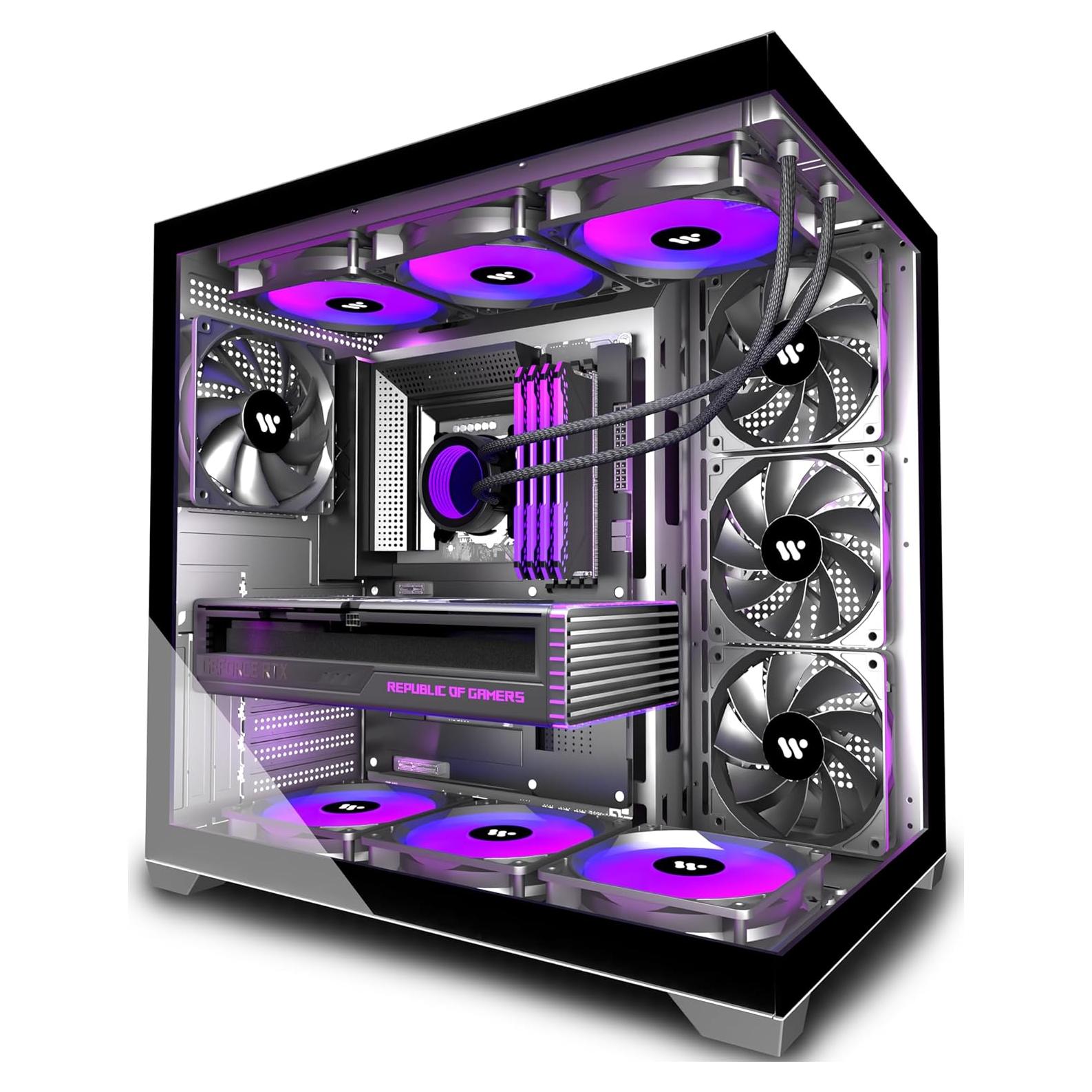 Caja de PC KEDIERS K4 ATX con 4 Ventiladores y Vidrio Templado