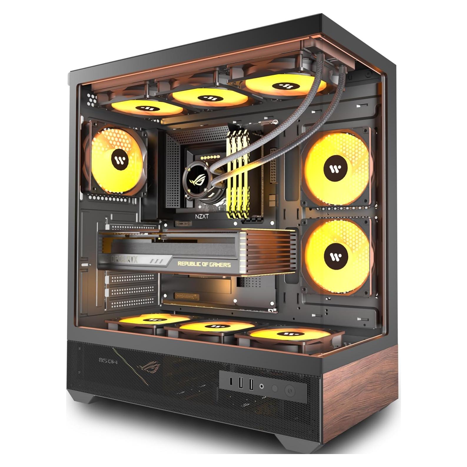 Caja de PC KEDIERS P6 ATX con 5 Ventiladores ARGB y Vidrio Templado