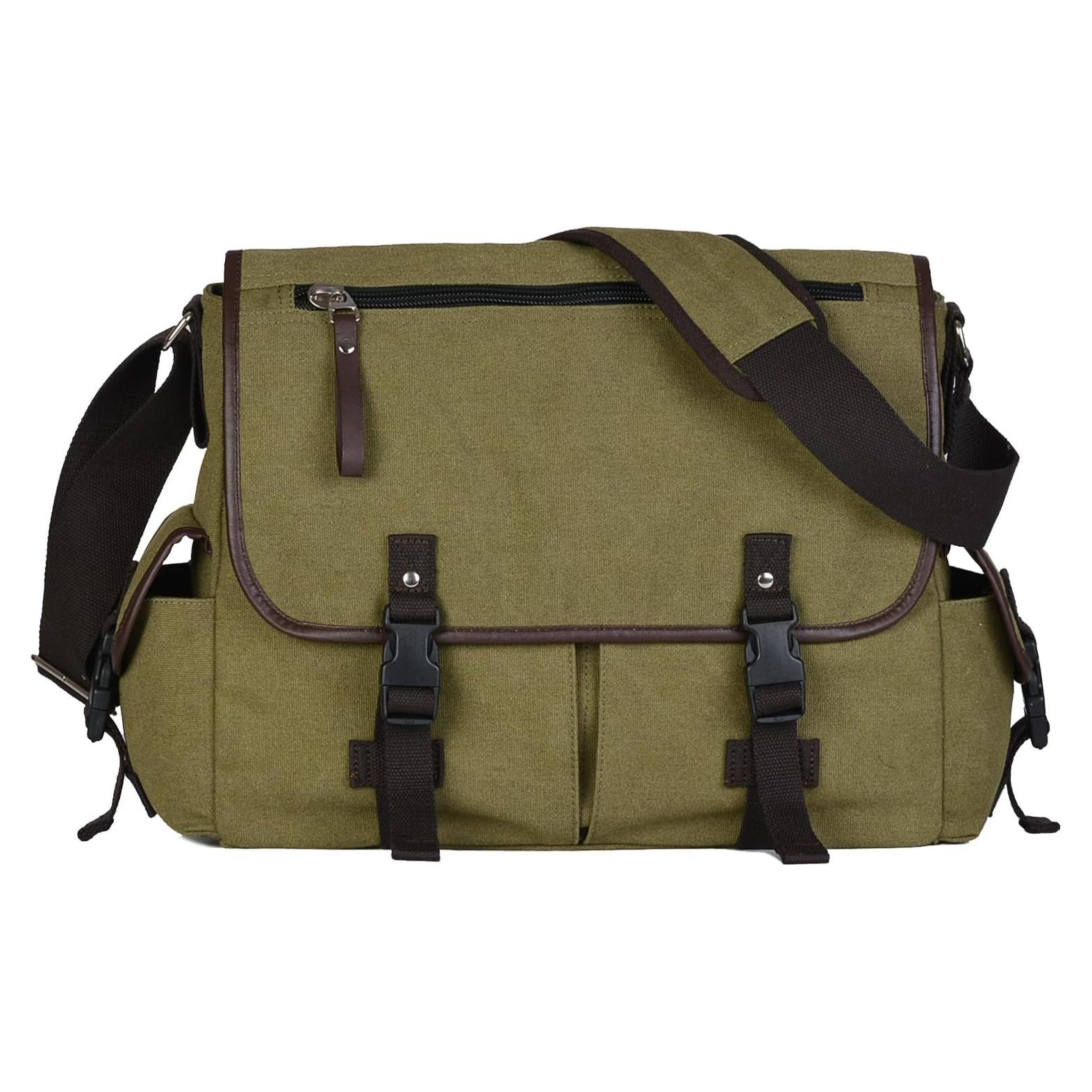 Bolsa de Mensajero Lona CROCOD Verde 15.6" Laptop Unisex