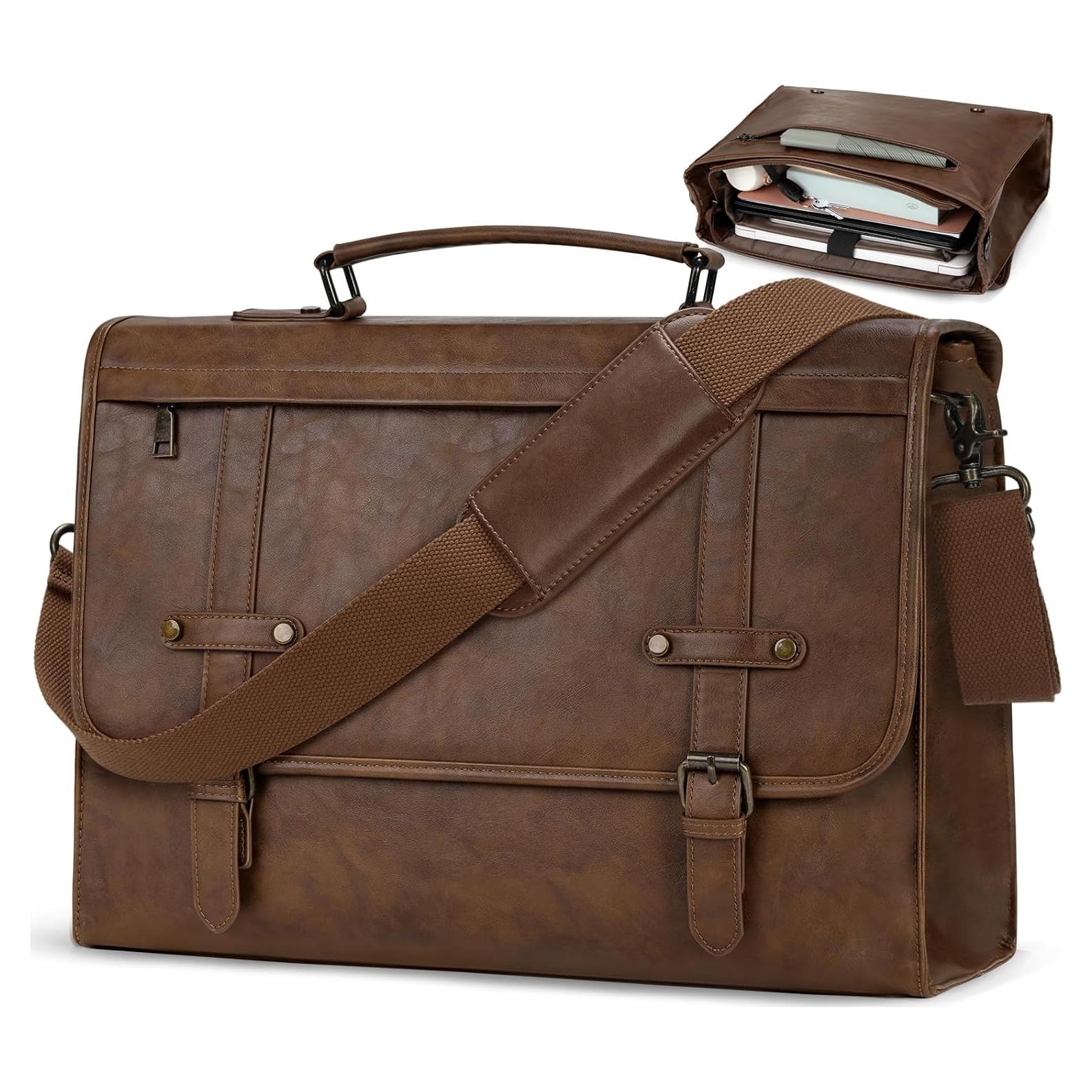 Bolsa de Mensajero Rainsmore 43x15x33 cm Impermeable Cuero Vintage