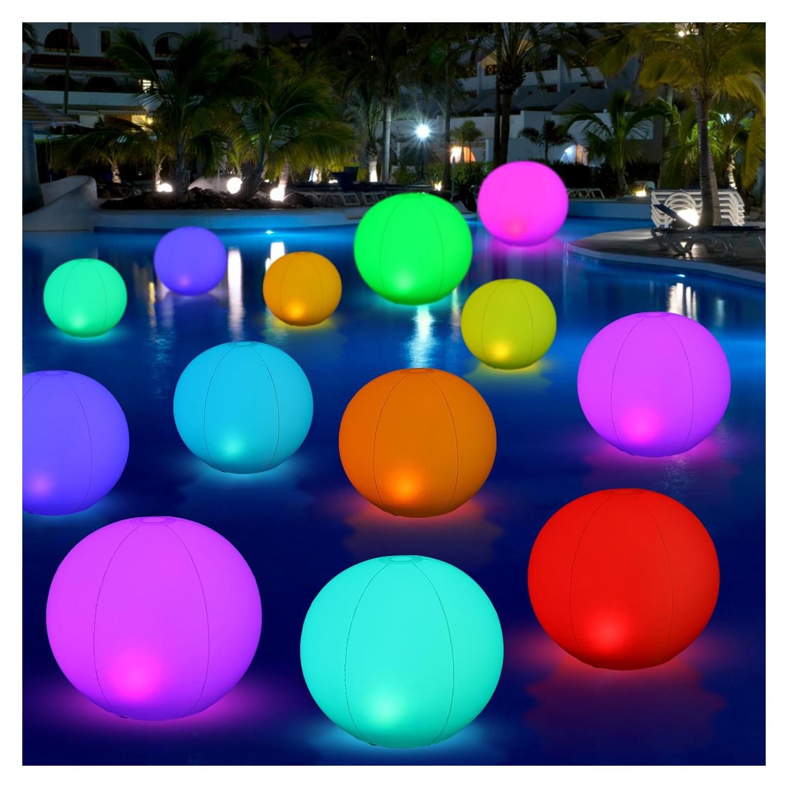 Wettarn 16 Bolas de Luz Solar Flotantes 30.48 y 40.64 cm LED